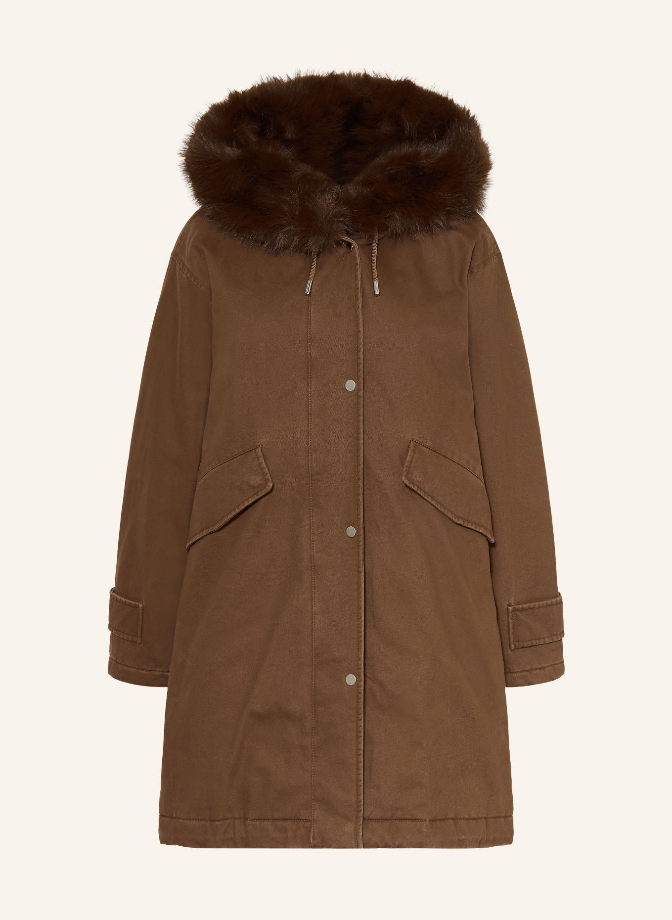 Marc O'Polo Parka with detachable faux fur: BROWN / DARK BROWN