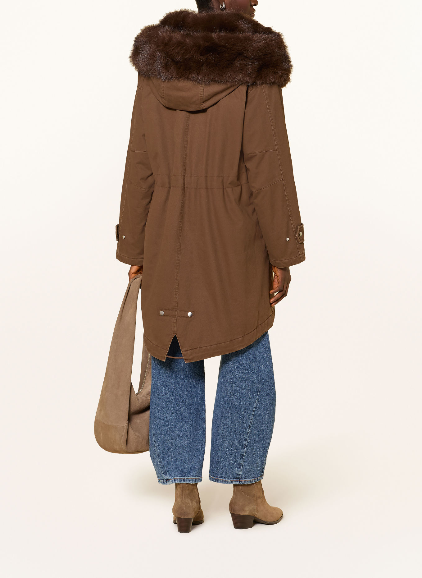 Marc O'Polo Parka with detachable faux fur: BROWN / DARK BROWN