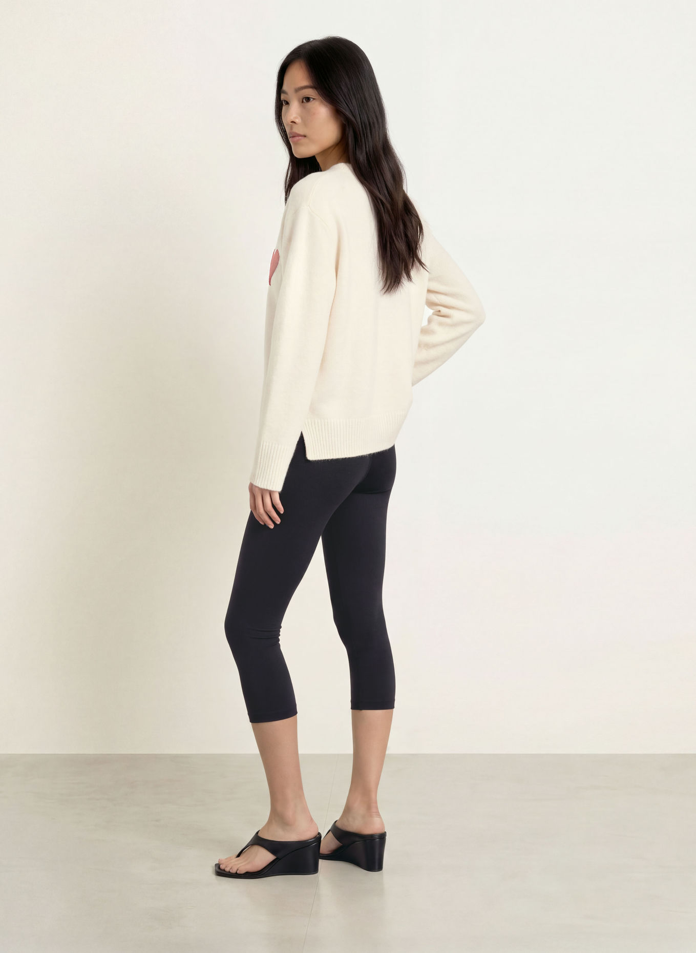 GRACE & MILA Sweter AUBIN: KREMOWY / CIEMNOCZERWONY