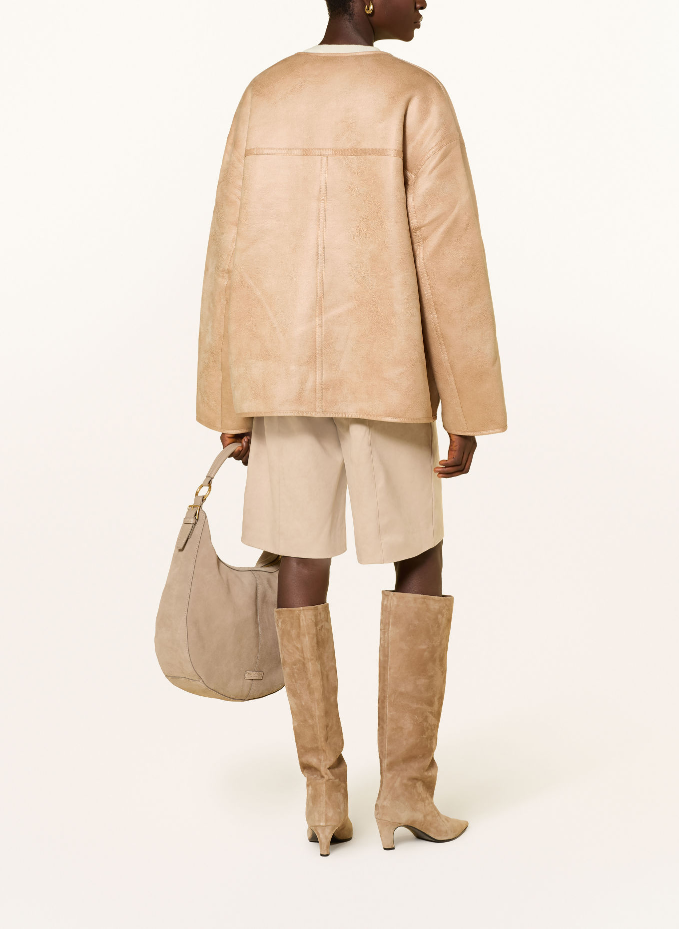 GRACE & MILA Omkeerbare jas ARWEN in leerlook: BEIGE / ECRU