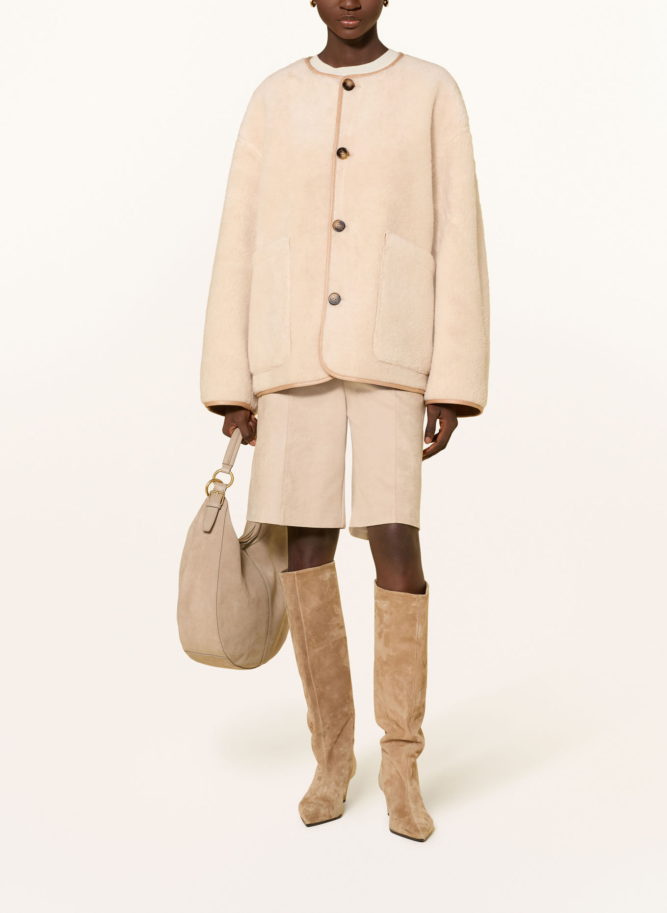 GRACE & MILA Omkeerbare jas ARWEN in leerlook: BEIGE / ECRU