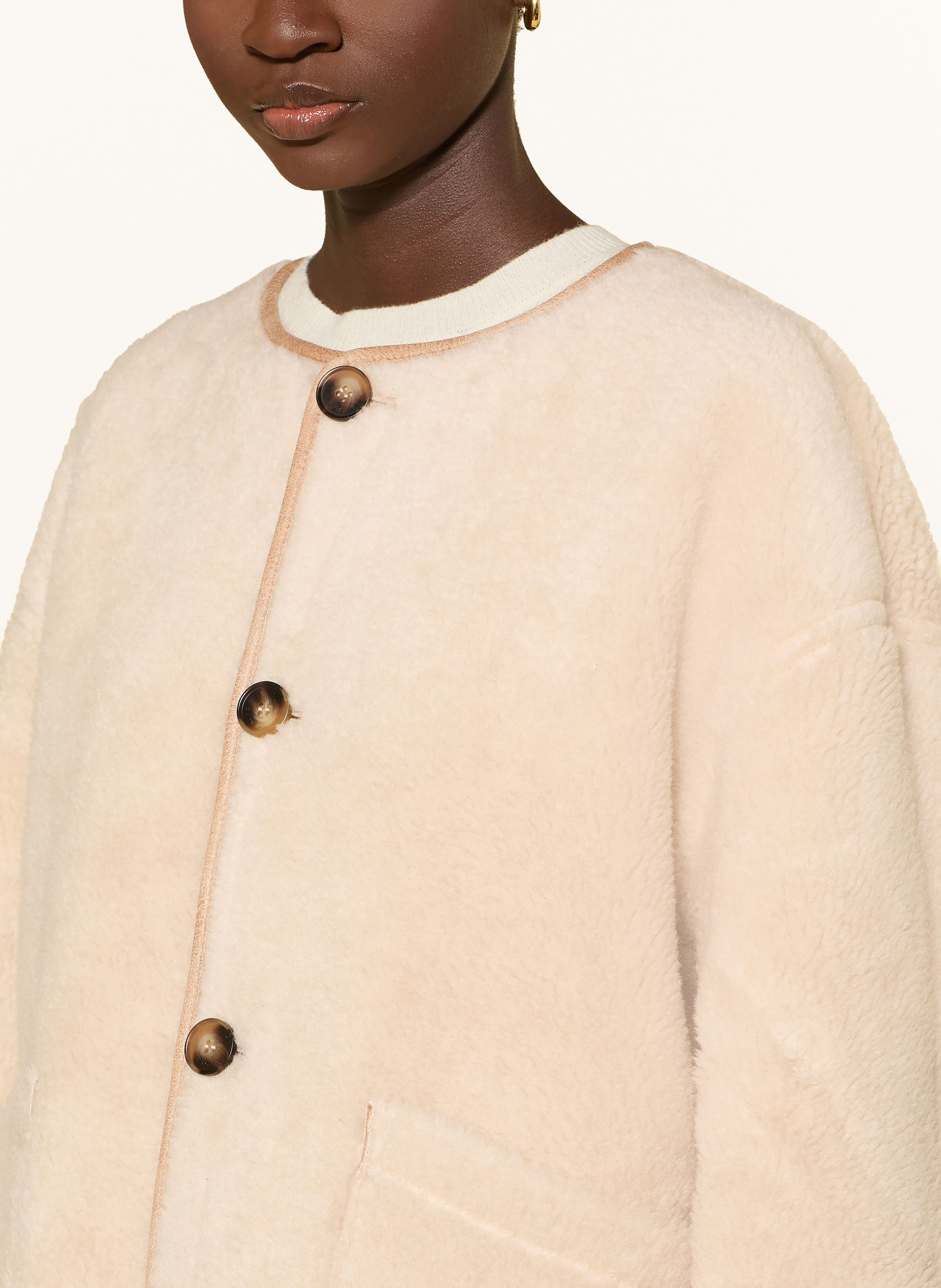 GRACE & MILA Omkeerbare jas ARWEN in leerlook: BEIGE / ECRU