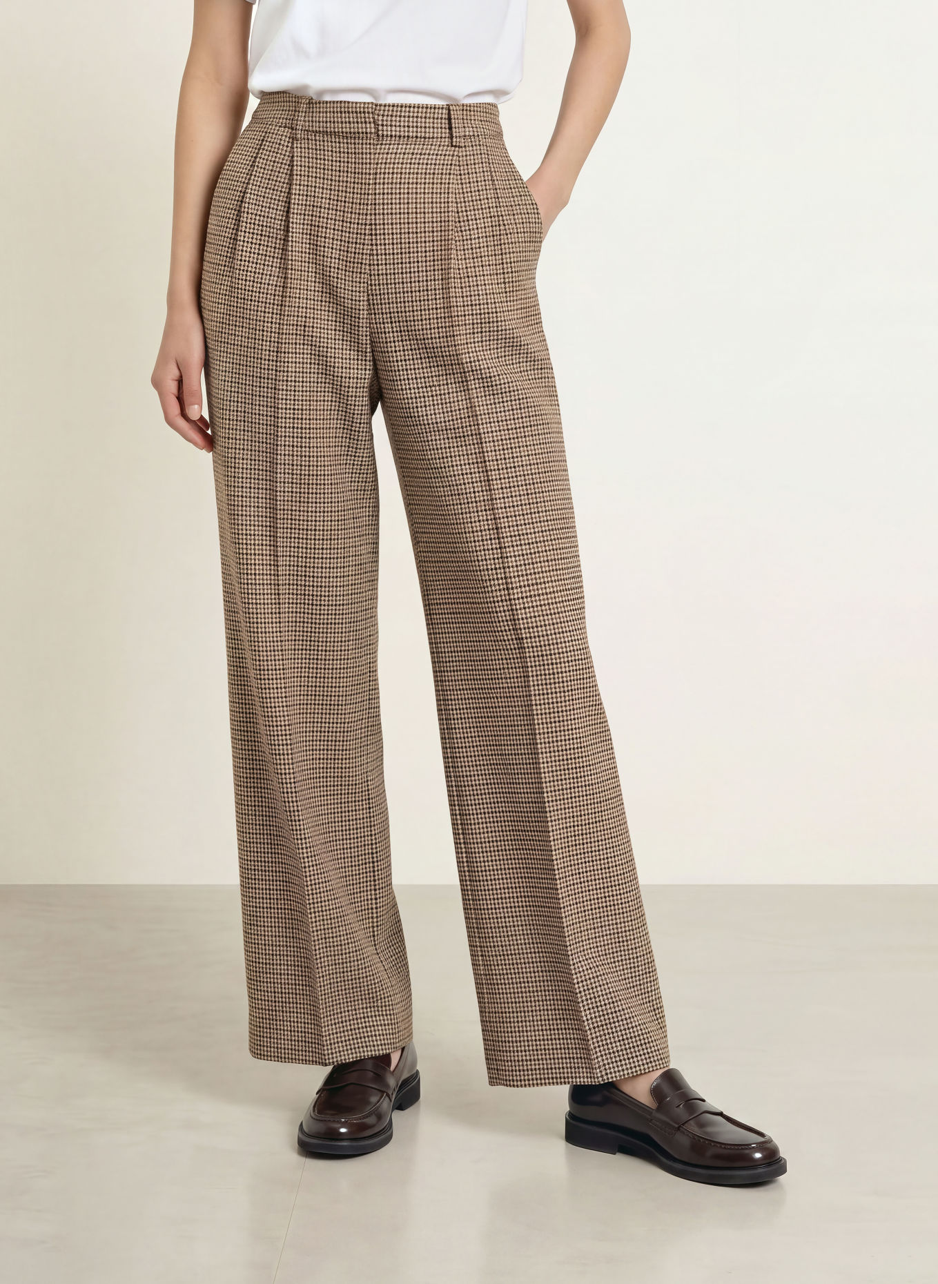 GRACE & MILA Marlenehose AYEN: BRAUN / ECRU / DUNKELBLAU