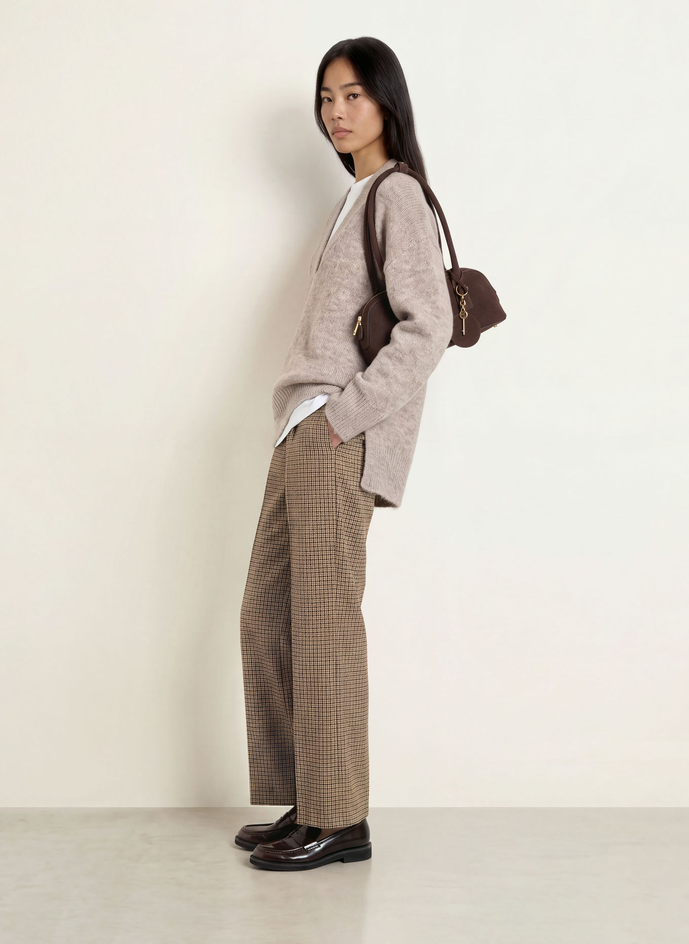 GRACE & MILA Marlenehose AYEN: BRAUN / ECRU / DUNKELBLAU