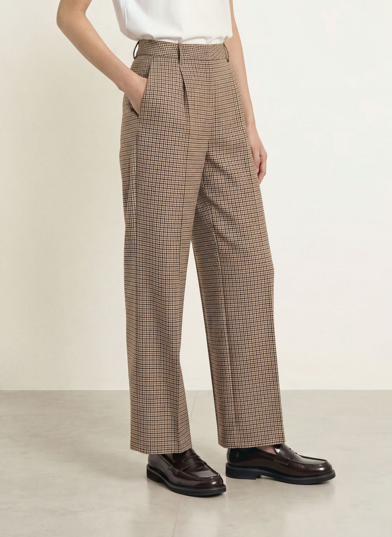 GRACE & MILA Marlenehose AYEN: BRAUN / ECRU / DUNKELBLAU