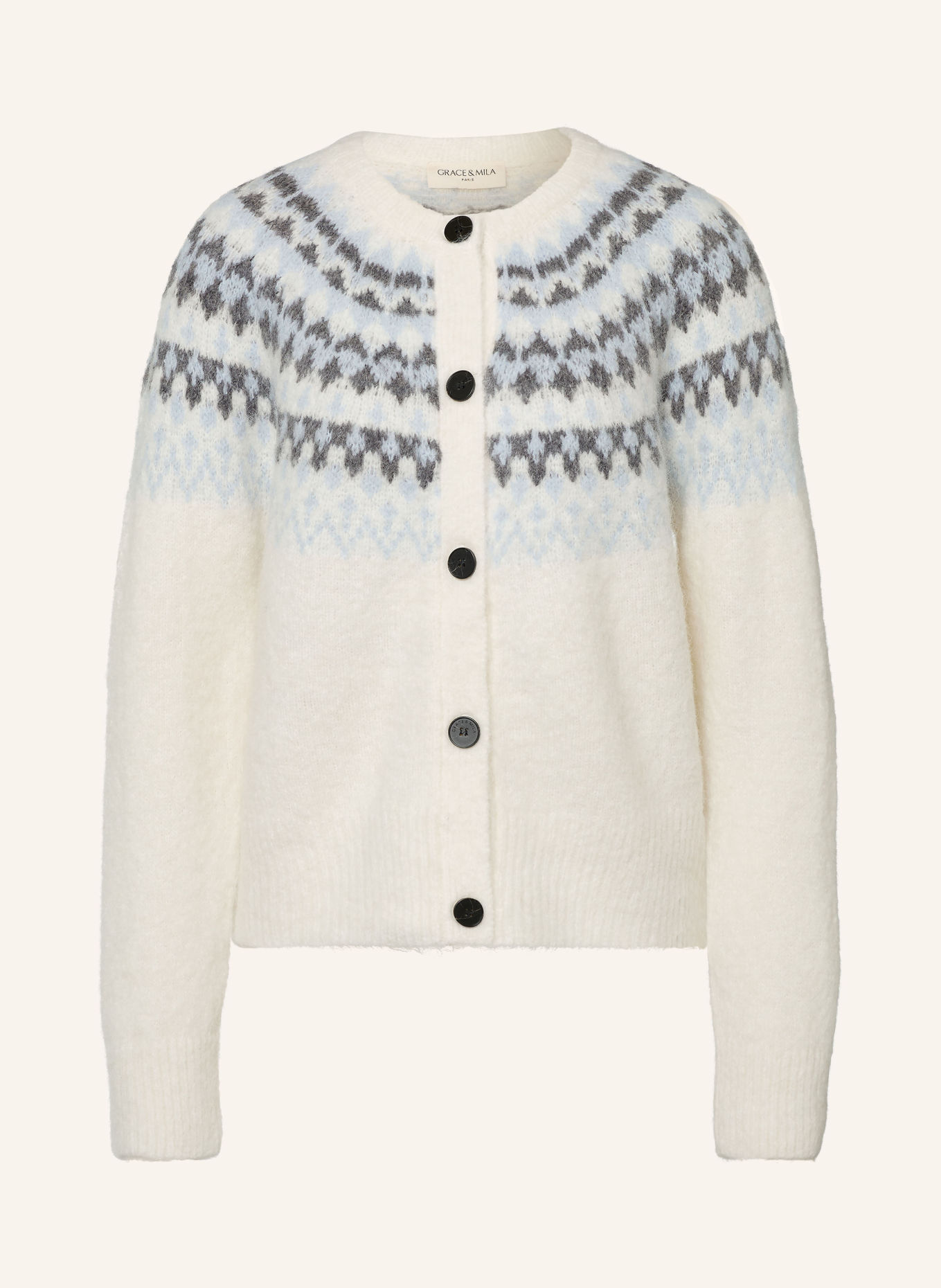 GRACE & MILA Strickjacke ALEKIO: ECRU / DUNKELGRAU / HELLBLAU