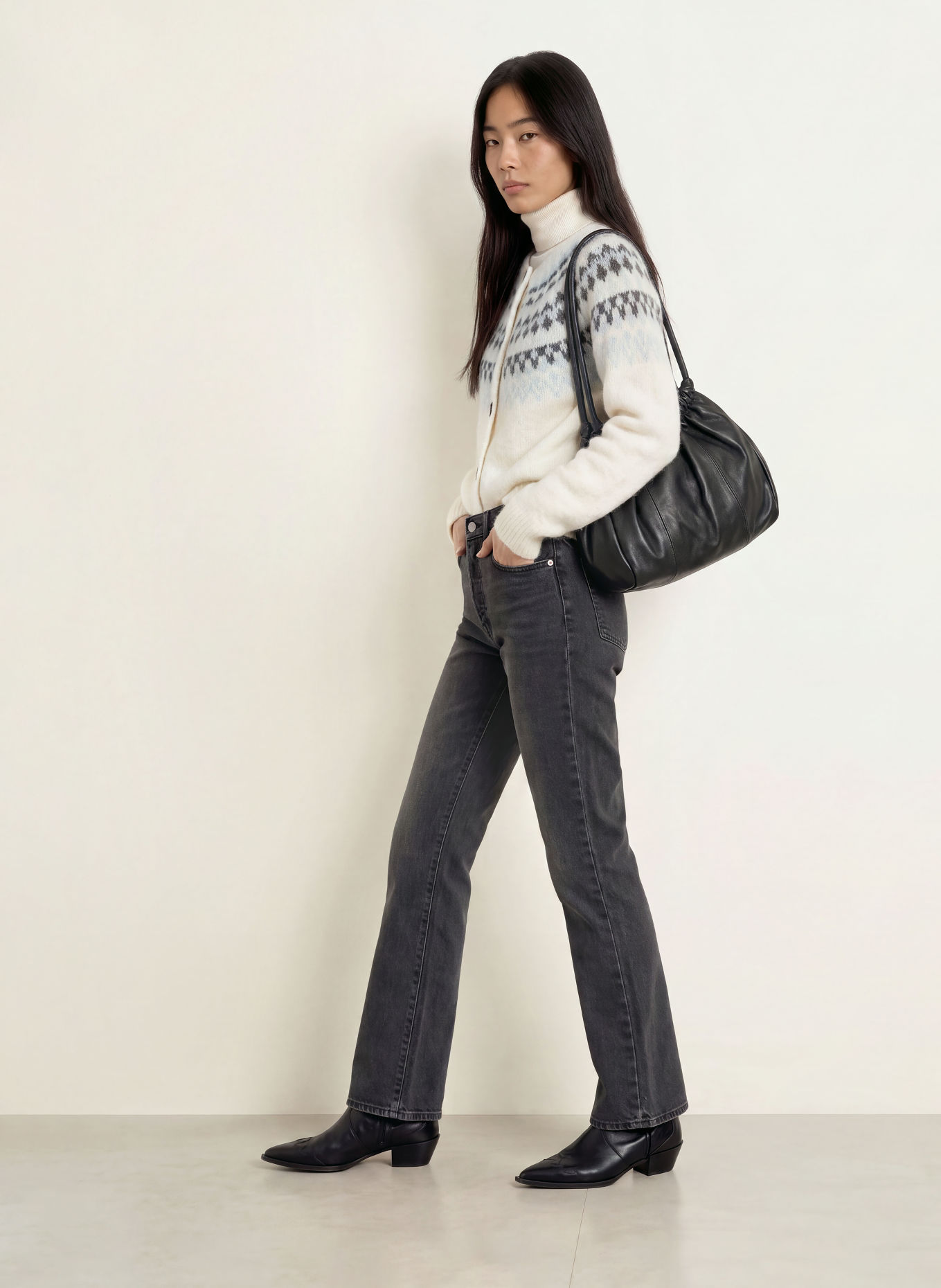 GRACE & MILA Strickjacke ALEKIO: ECRU / DUNKELGRAU / HELLBLAU