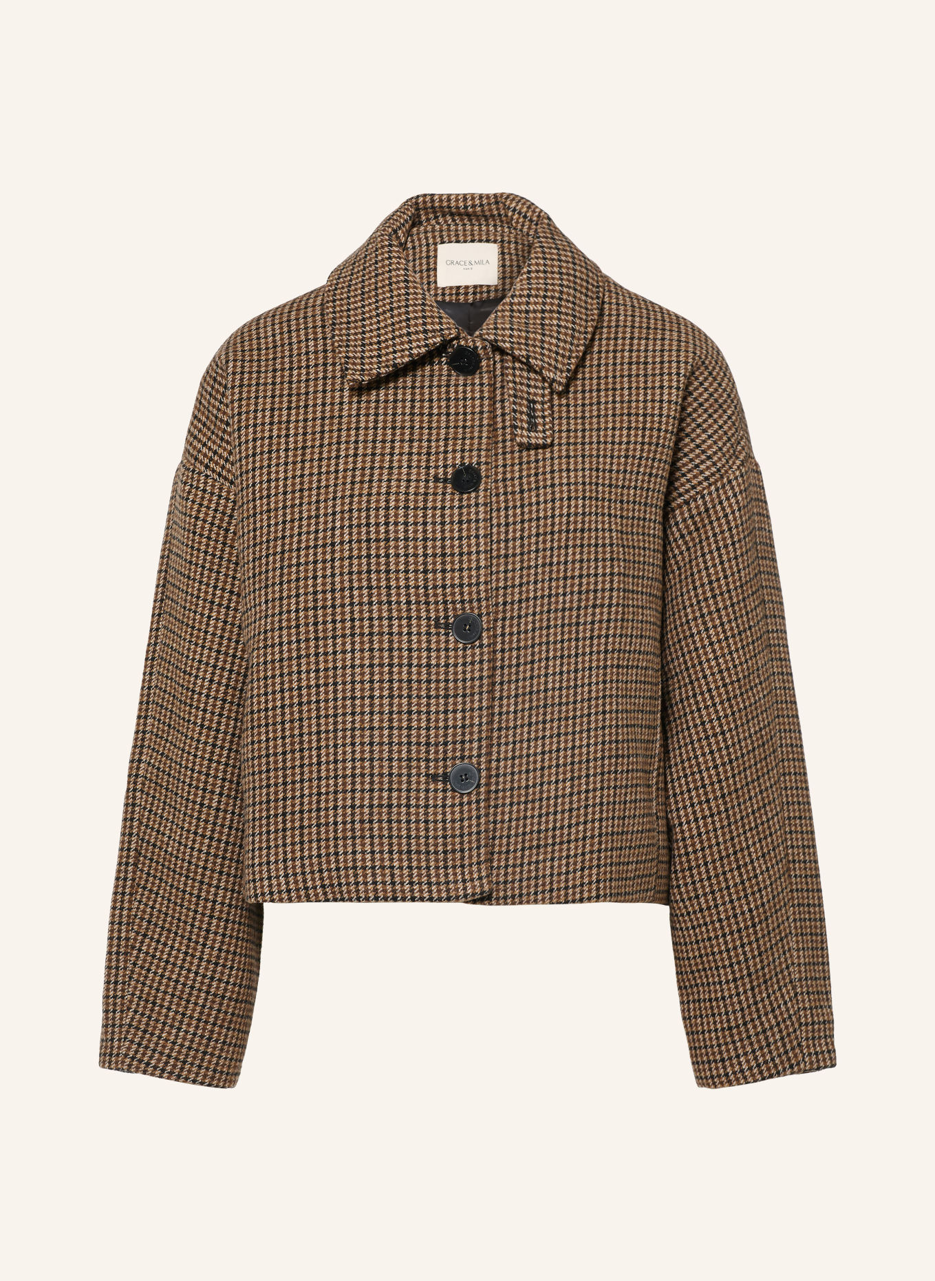 GRACE & MILA Veste boxy ARTHUR: MARRON / BEIGE / NOIR