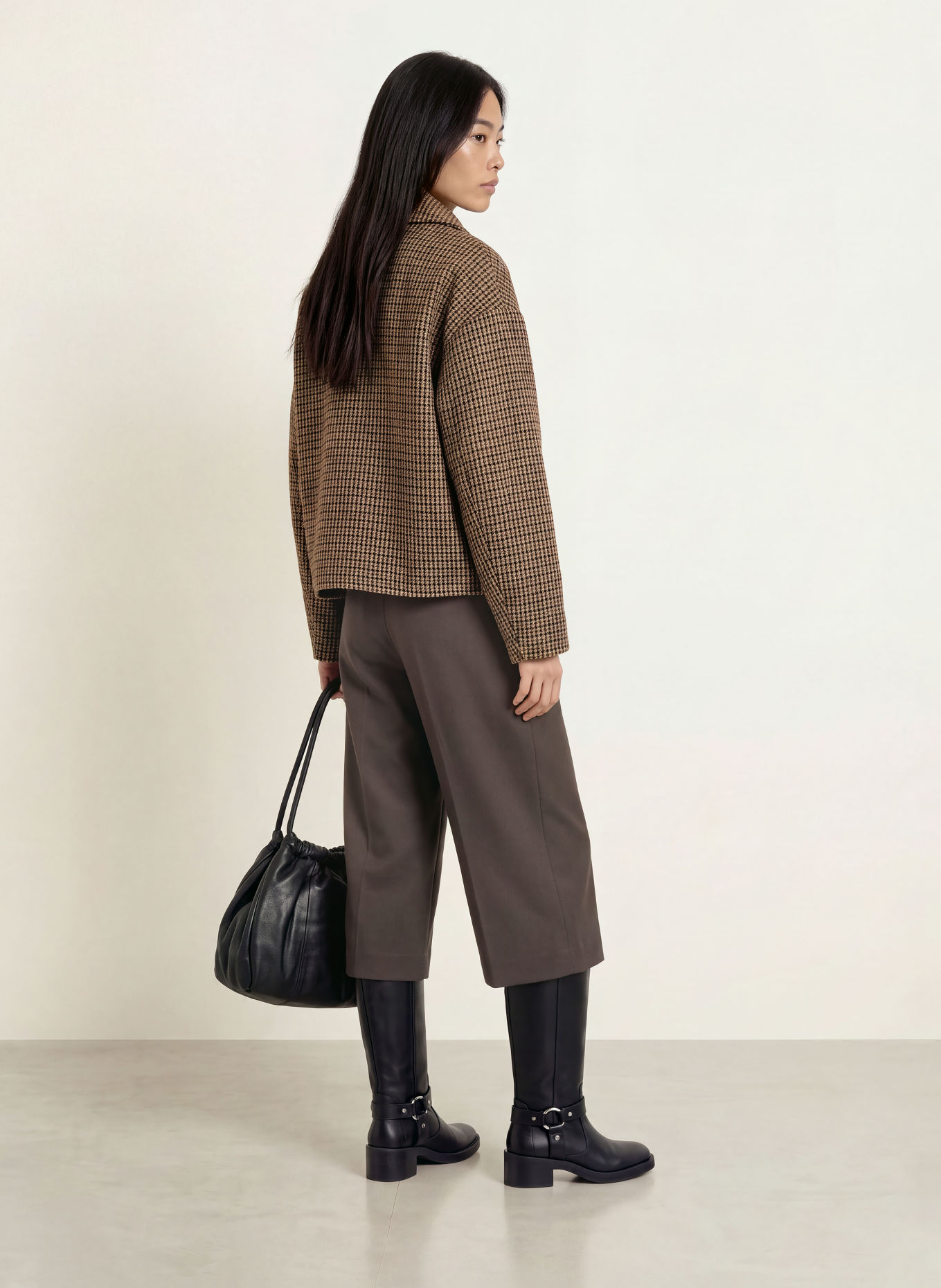 GRACE & MILA Veste boxy ARTHUR: MARRON / BEIGE / NOIR
