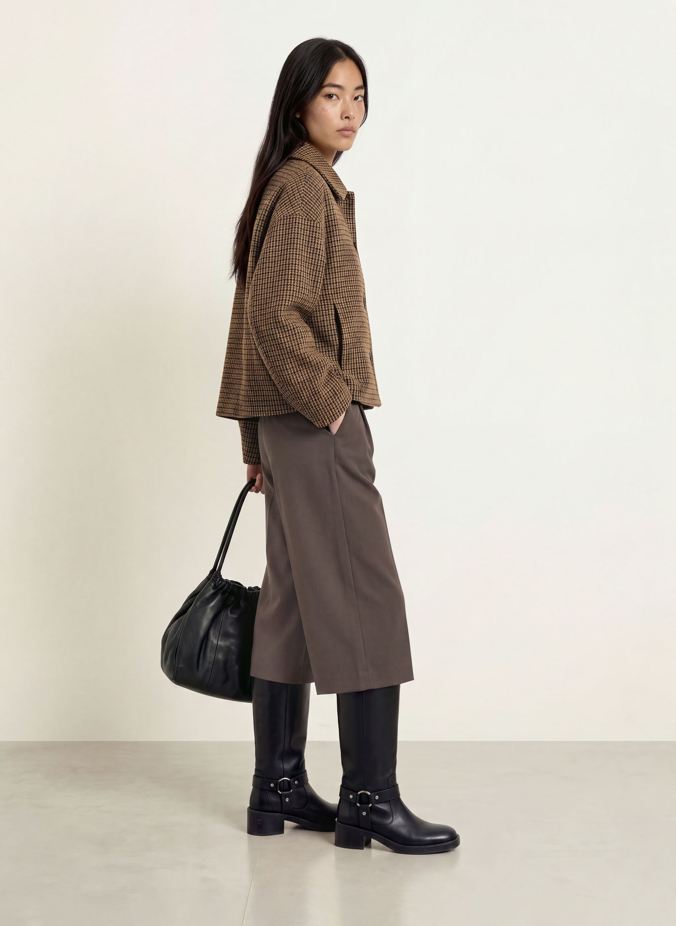 GRACE & MILA Veste boxy ARTHUR: MARRON / BEIGE / NOIR