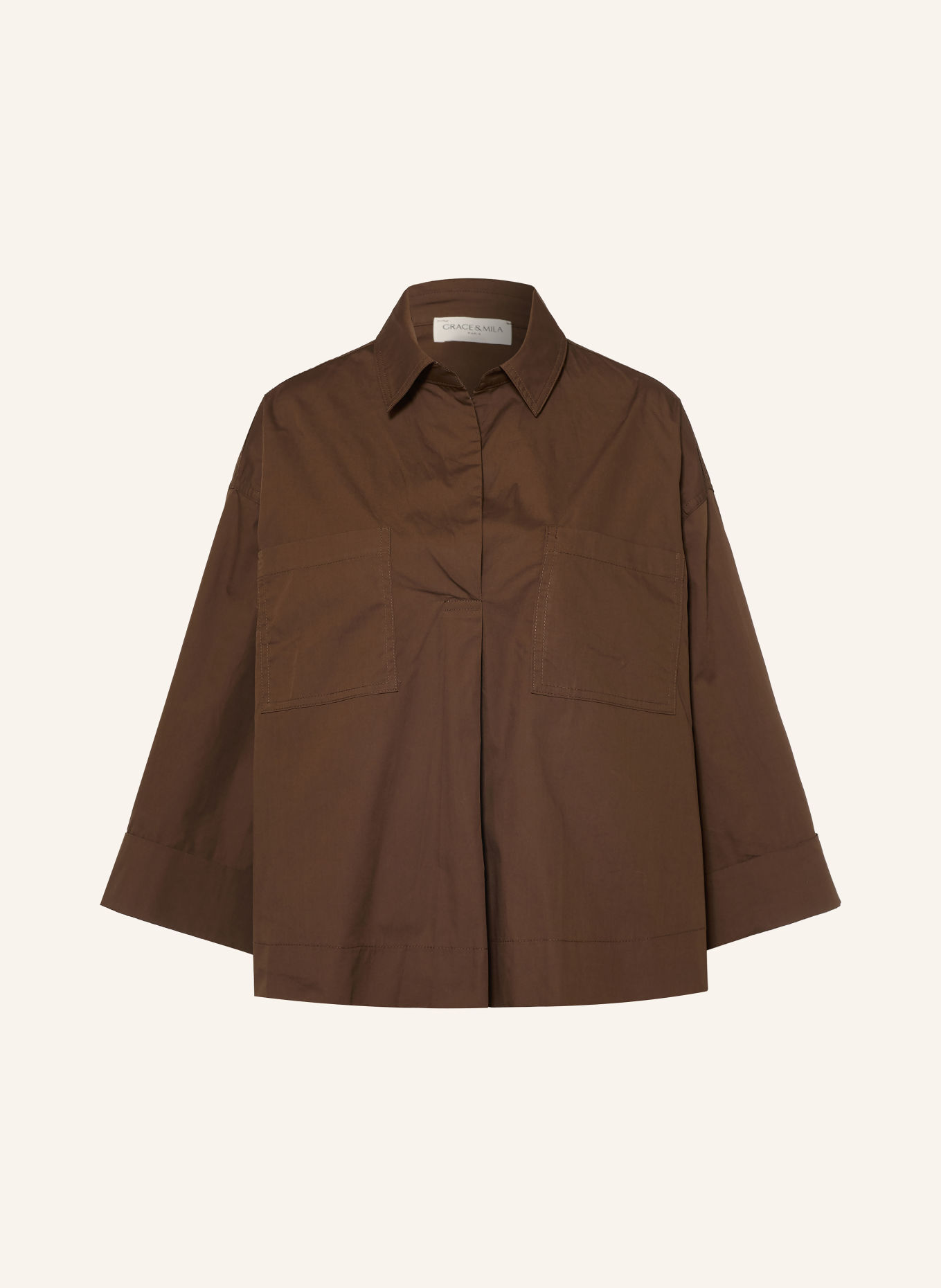 GRACE & MILA Blusenshirt AMBRE mit 3/4-Arm: BRAUN