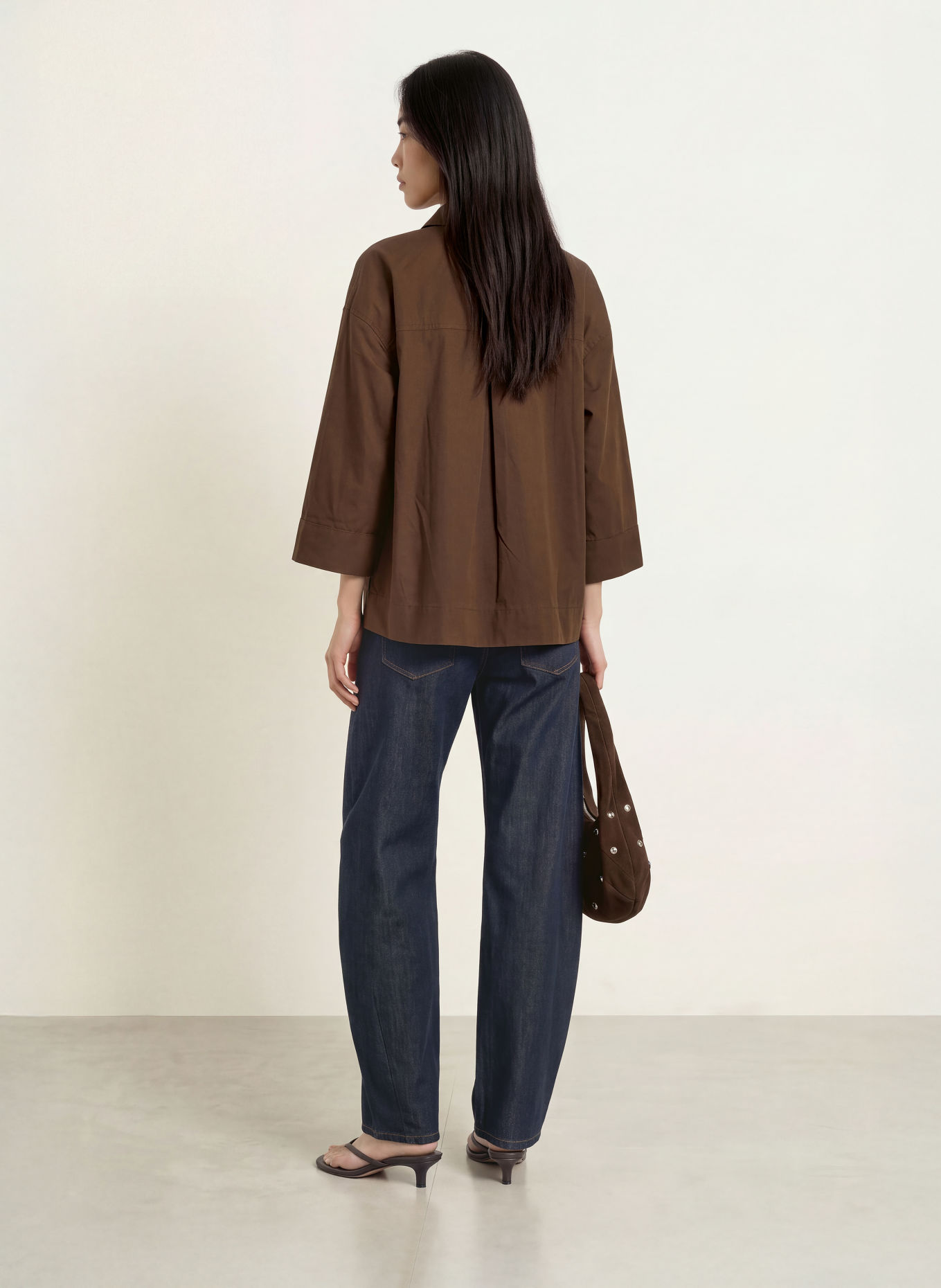 GRACE & MILA Blusenshirt AMBRE mit 3/4-Arm: BRAUN