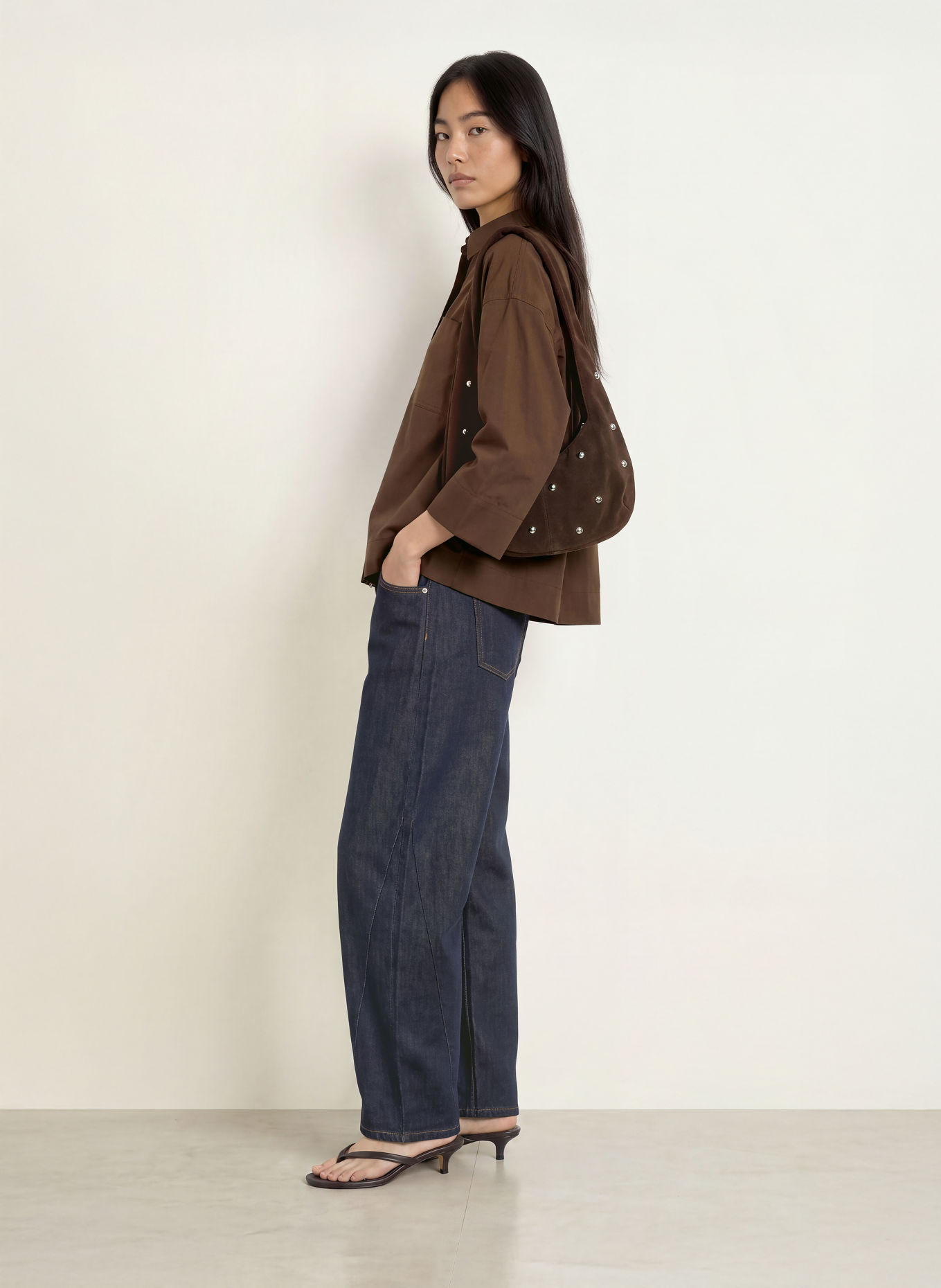 GRACE & MILA Blusenshirt AMBRE mit 3/4-Arm: BRAUN
