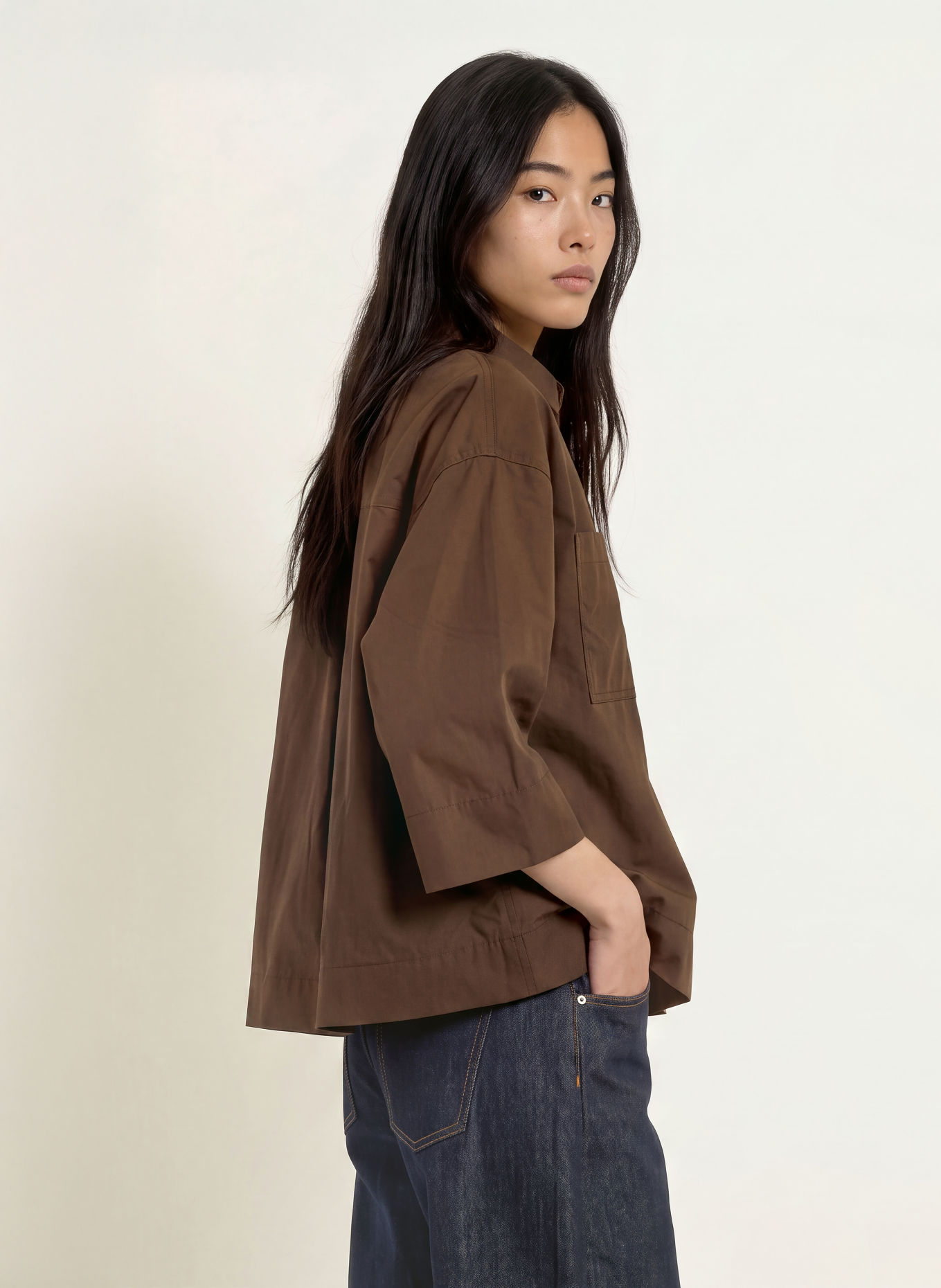 GRACE & MILA Blusenshirt AMBRE mit 3/4-Arm: BRAUN