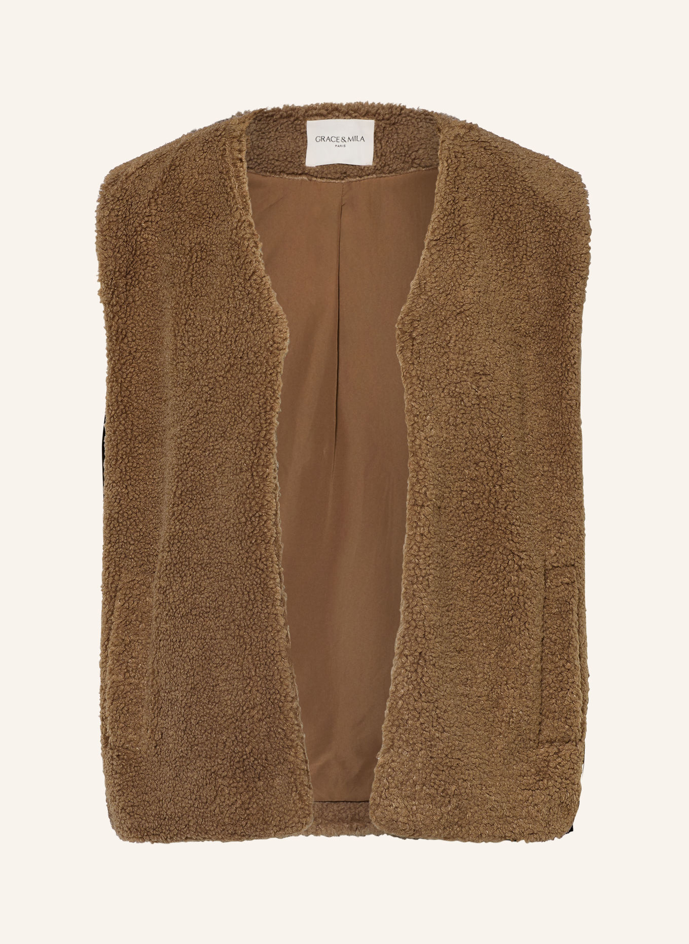 GRACE & MILA Teddyfell-Weste AVERY: TAUPE
