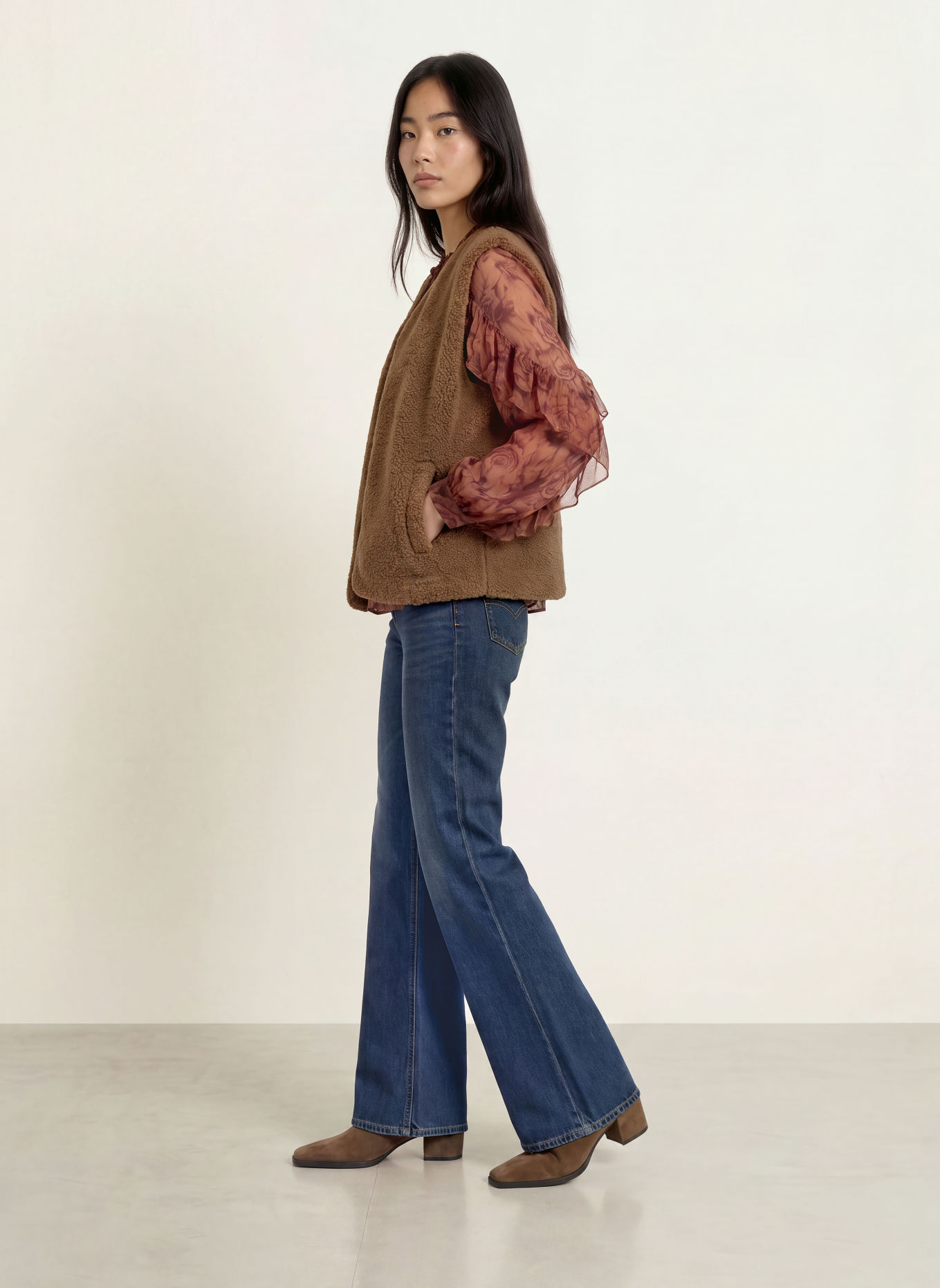GRACE & MILA Teddyfell-Weste AVERY: TAUPE