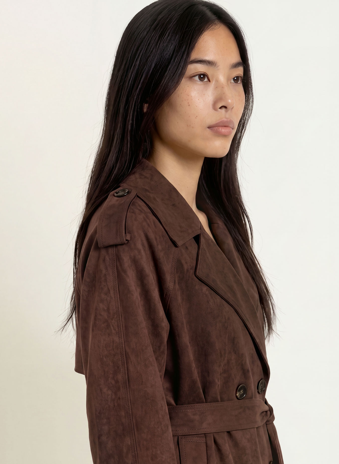GRACE & MILA Trenchcoat ASTRID in leerlook: MARRON FONCÉ