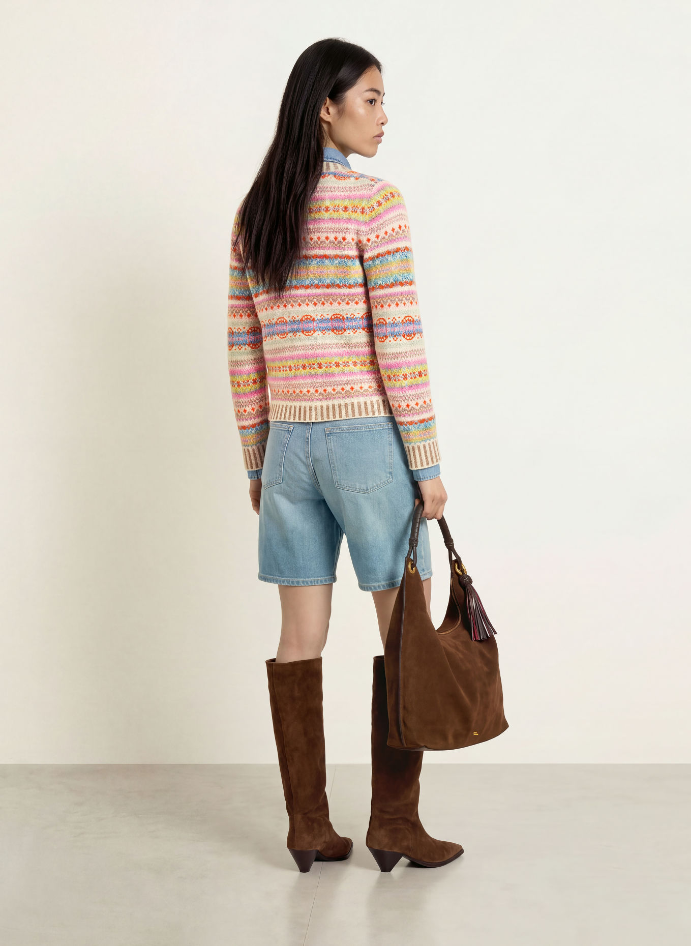 ERIBÉ Strickjacke KINOROSS: CREME / ROSA / ORANGE