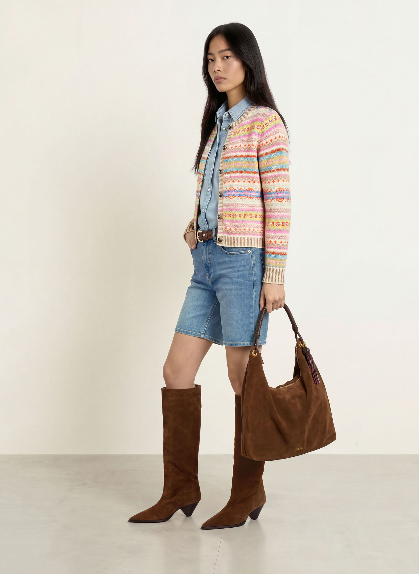 ERIBÉ Strickjacke KINOROSS: CREME / ROSA / ORANGE
