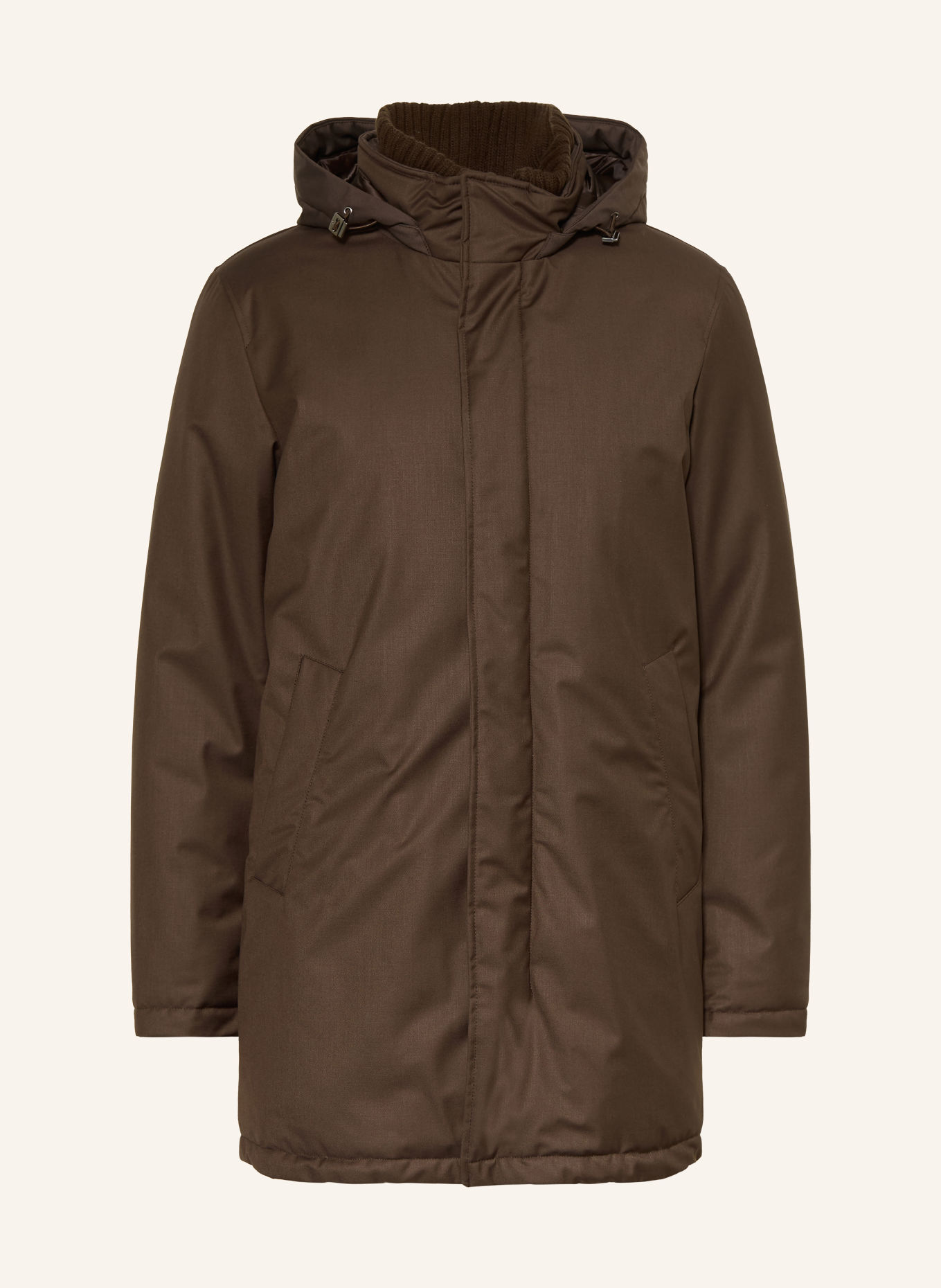 HERNO Down parka with removable hood: DARK BROWN