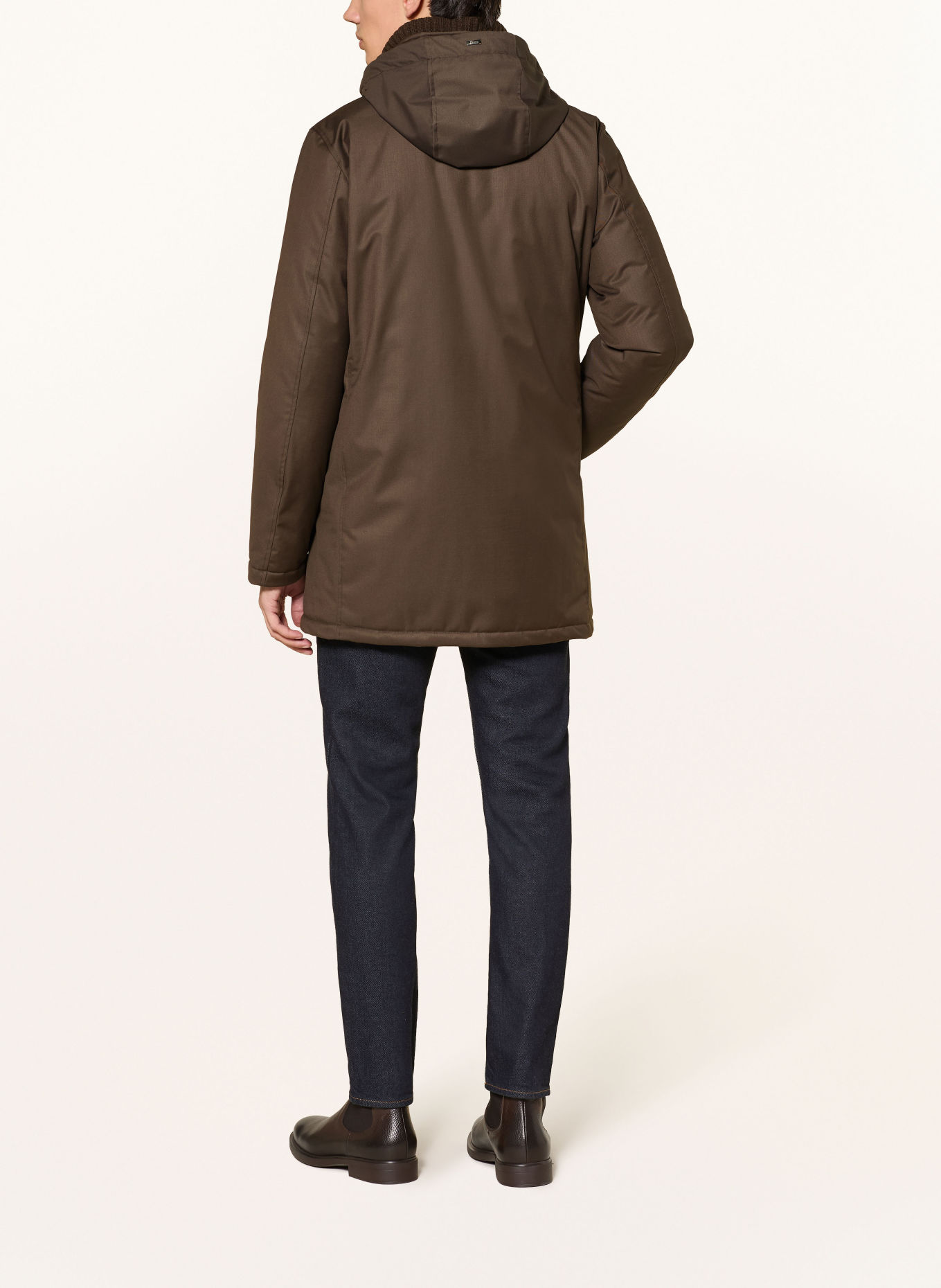 HERNO Down parka with removable hood: DARK BROWN