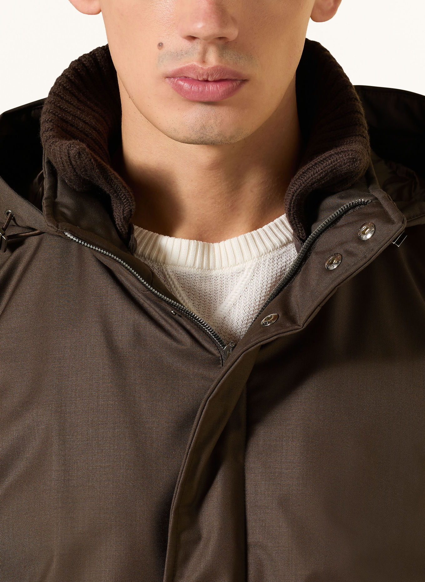 HERNO Down parka with removable hood: DARK BROWN
