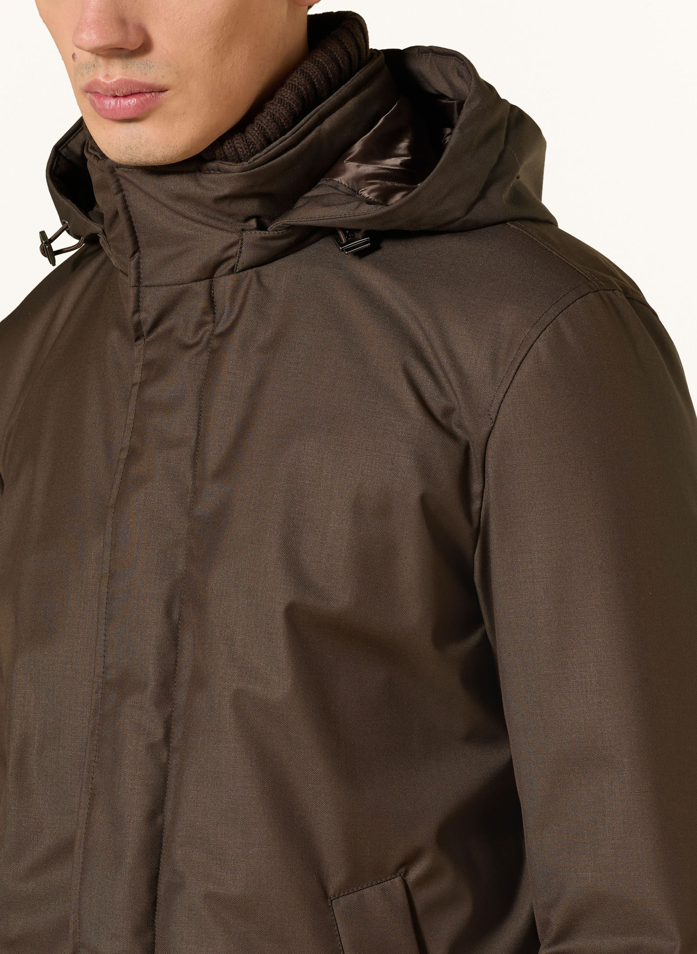 HERNO Down parka with removable hood: DARK BROWN