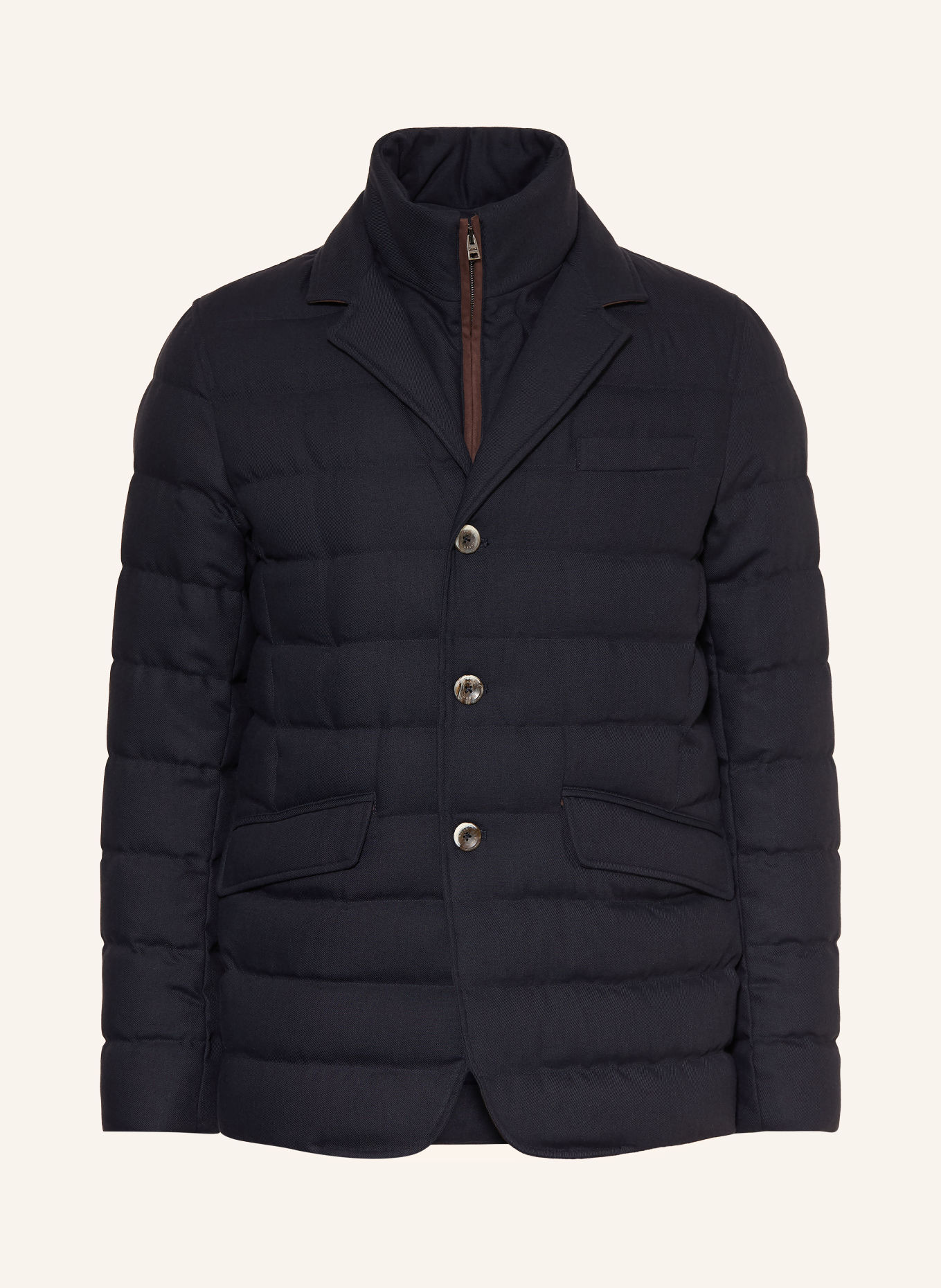 HERNO Down jacket with removable collar: DARK BLUE