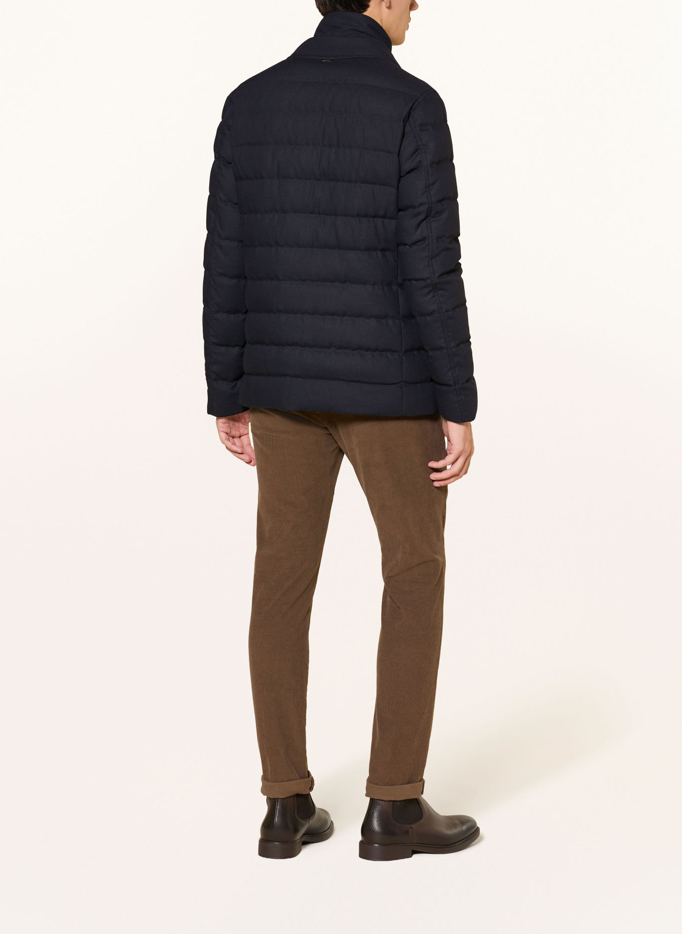 HERNO Down jacket with removable collar: DARK BLUE