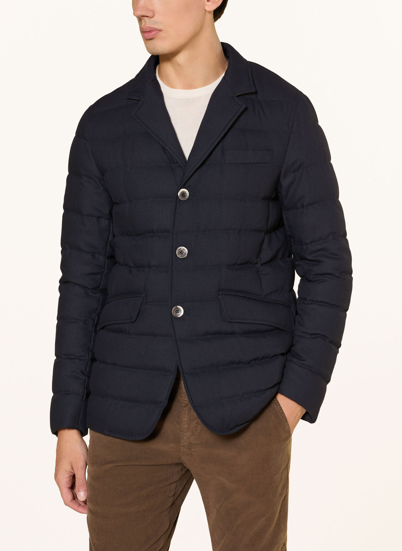 HERNO Down jacket with removable collar: DARK BLUE