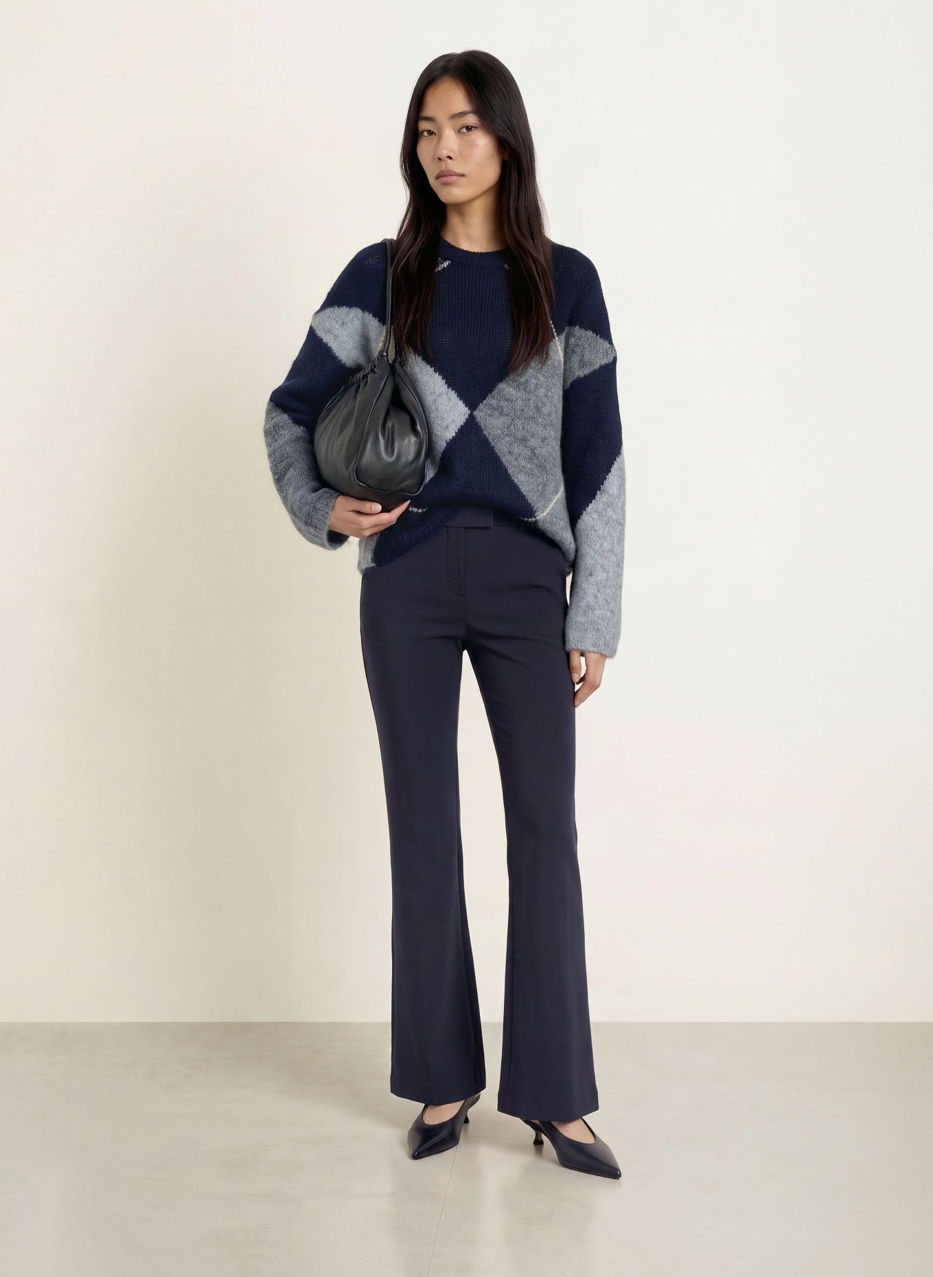 NEO NOIR INGA Sweater: DARK BLUE / ECRU / GRAY