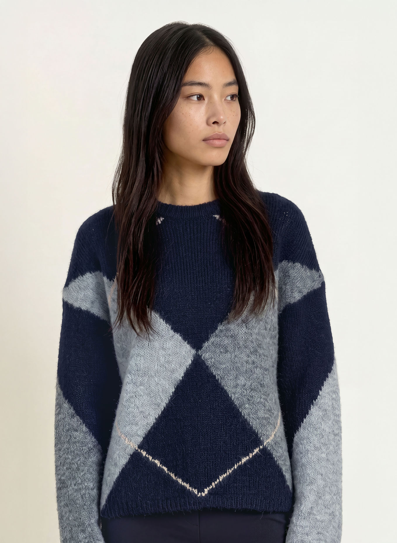 NEO NOIR INGA Sweater: DARK BLUE / ECRU / GRAY