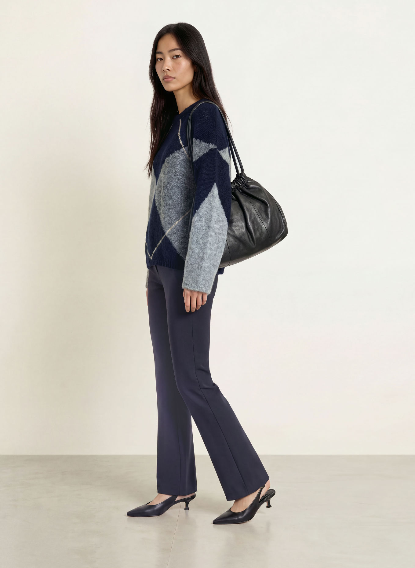 NEO NOIR INGA Sweater: DARK BLUE / ECRU / GRAY