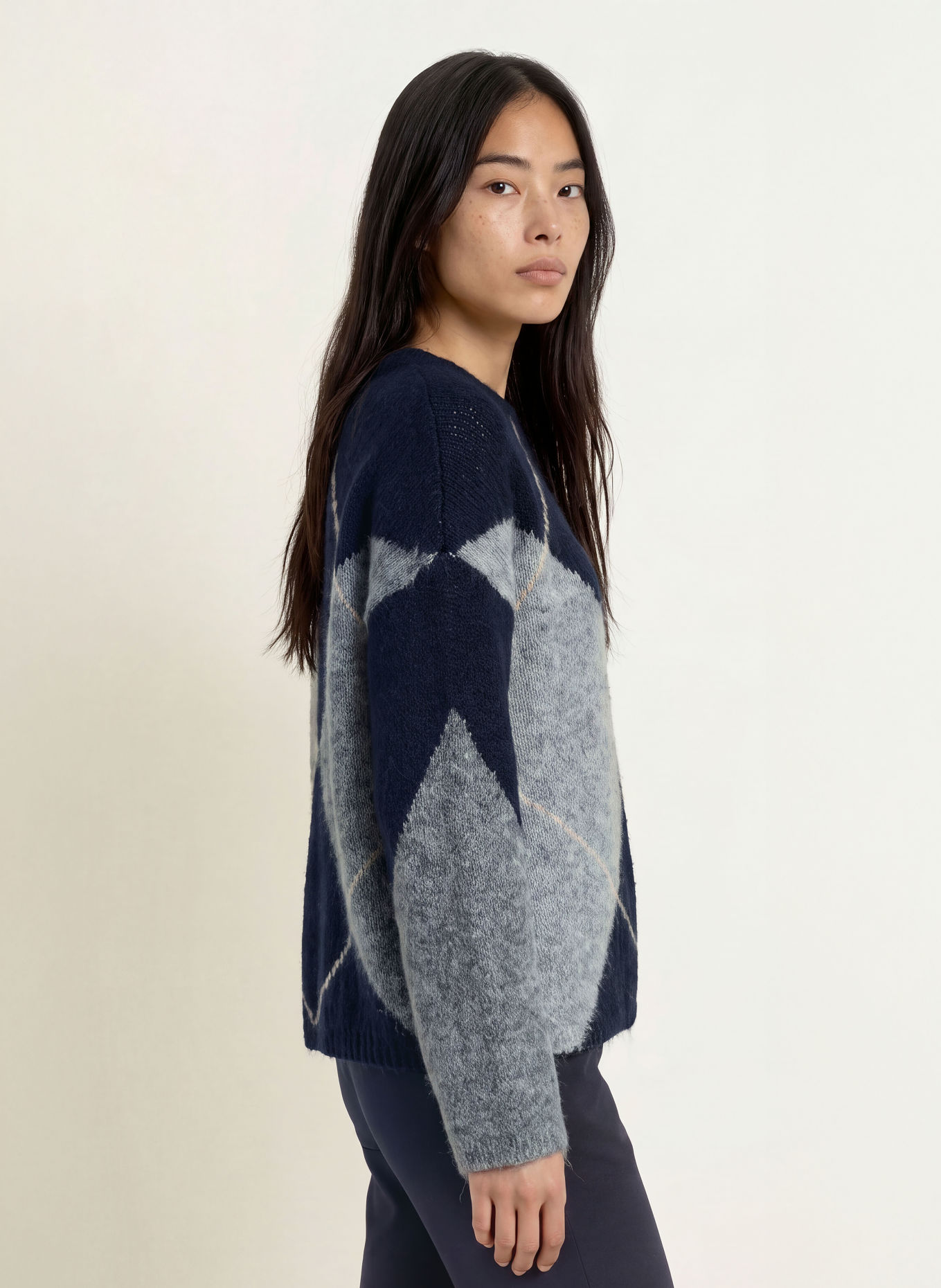 NEO NOIR INGA Sweater: DARK BLUE / ECRU / GRAY