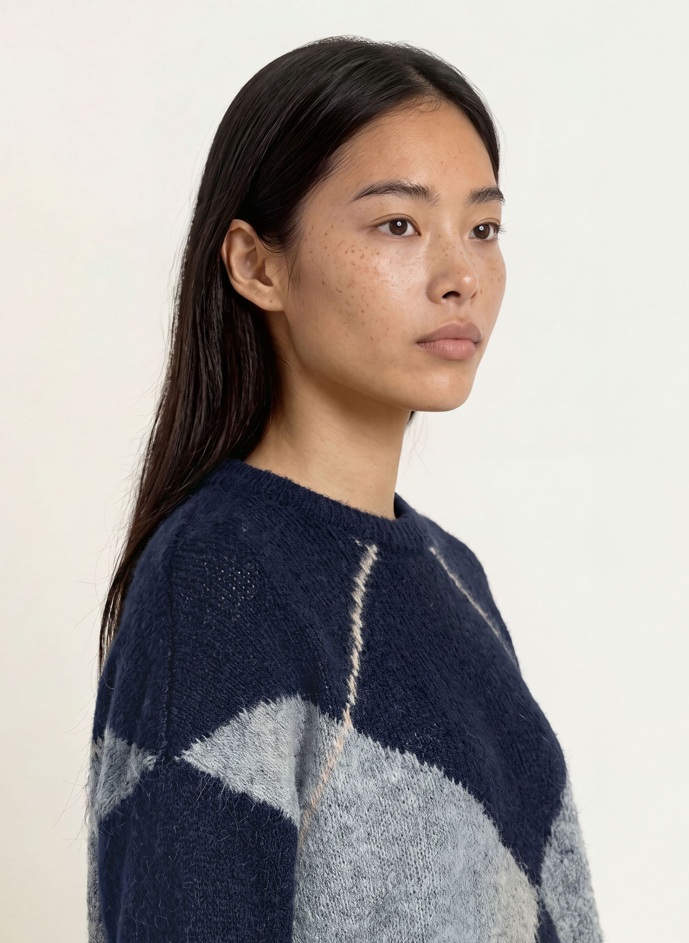 NEO NOIR INGA Sweater: DARK BLUE / ECRU / GRAY