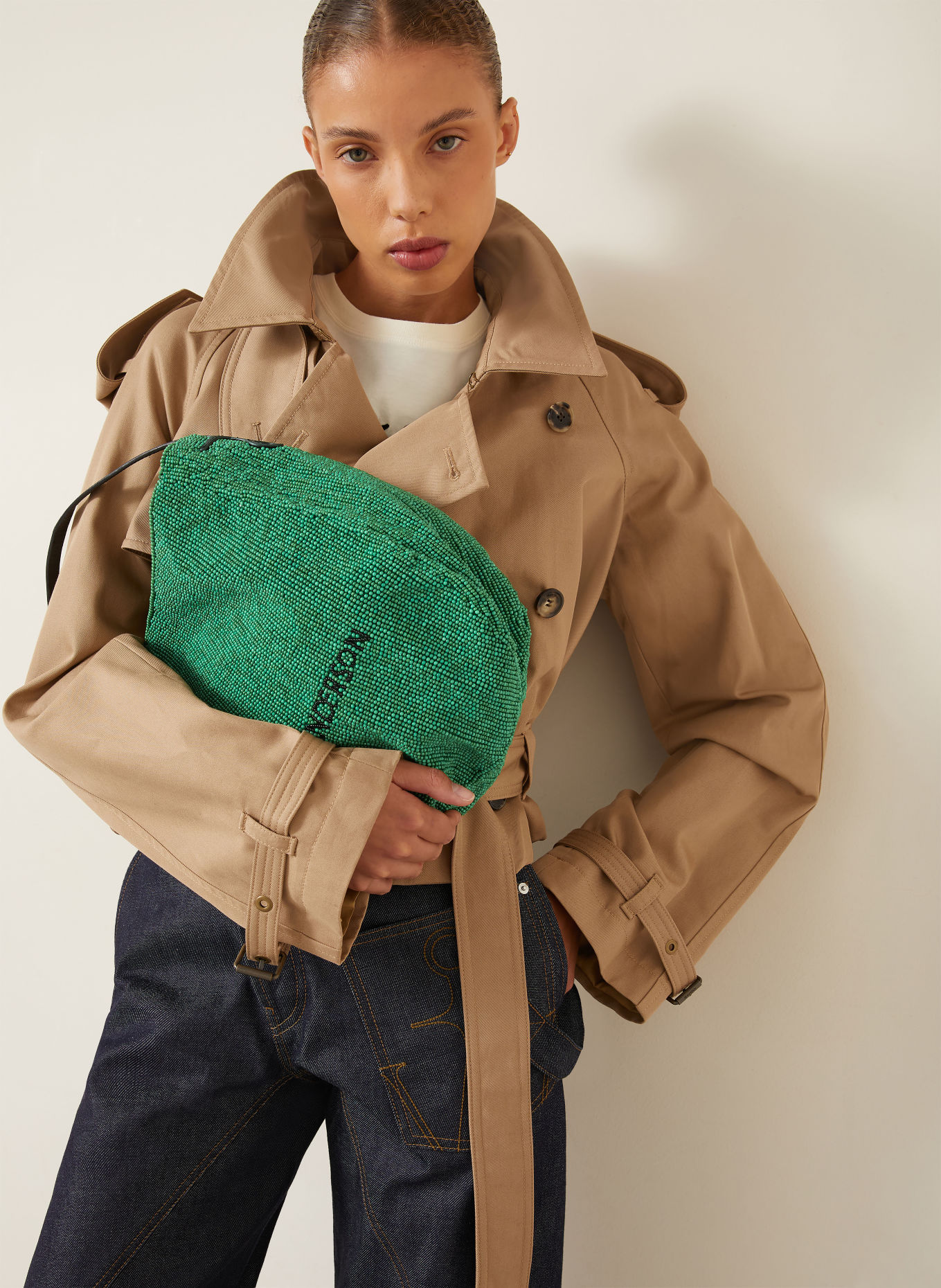 JW ANDERSON Buideltas BULB SMALL met sieradenparels: GROEN / ZWART