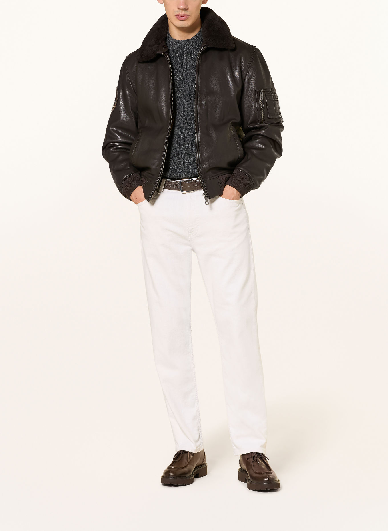 MILESTONE MSTOM Leather Jacket: DARK BROWN / BLACK