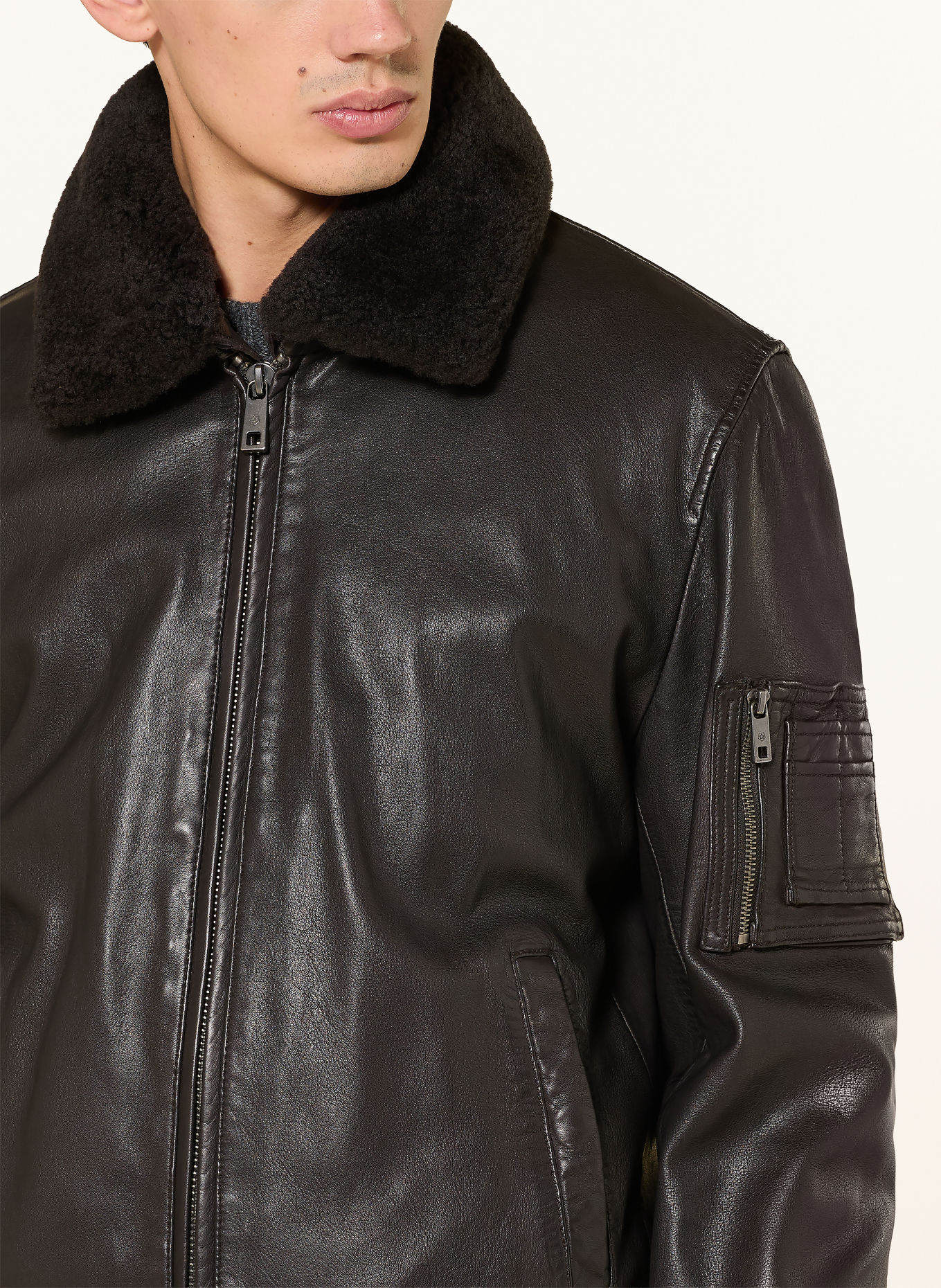 MILESTONE MSTOM Leather Jacket: DARK BROWN / BLACK