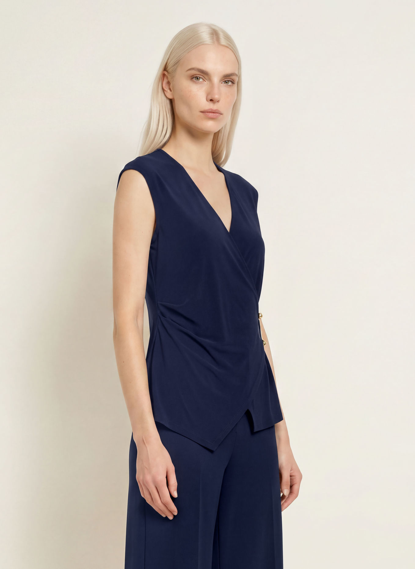 Joseph Ribkoff Wrap-style blouse: DARK BLUE