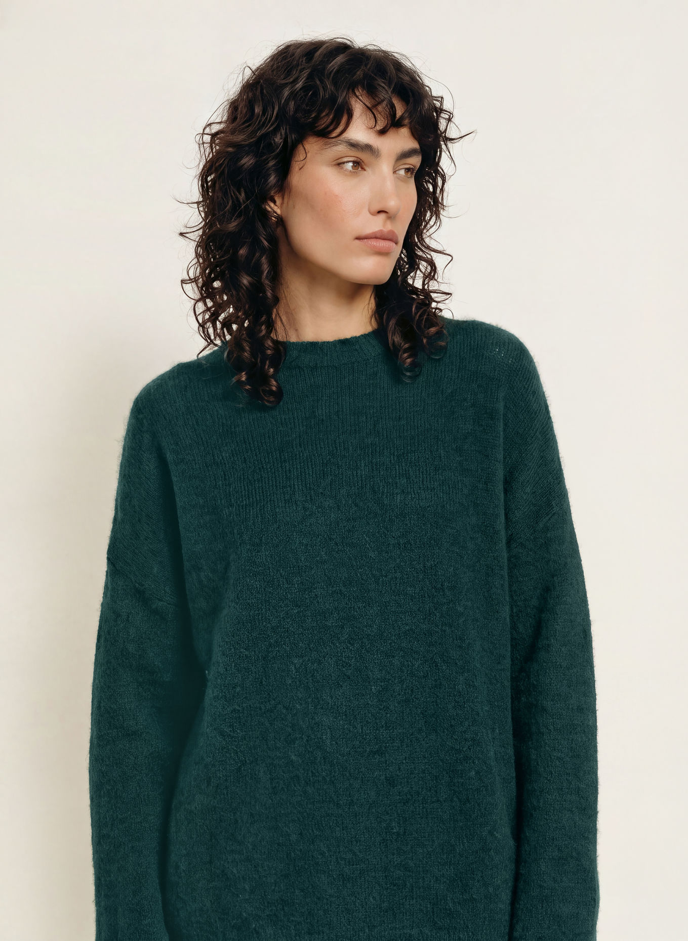 The Frankie Shop TIMEA Sweater with Mohair: DARK GREEN