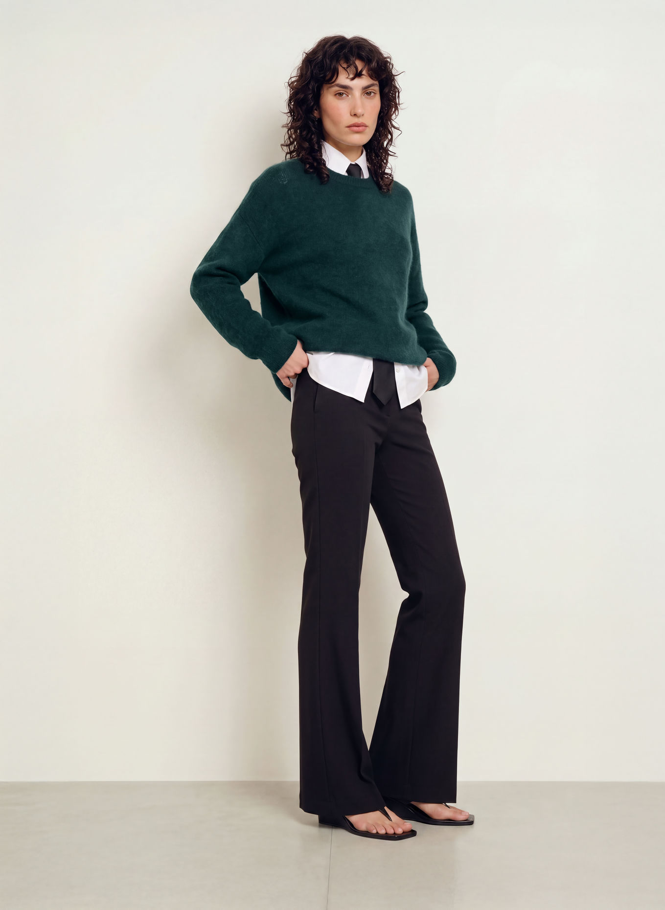 The Frankie Shop TIMEA Sweater with Mohair: DARK GREEN