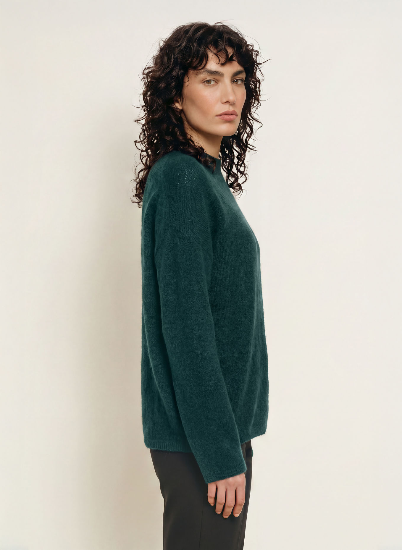 The Frankie Shop TIMEA Sweater with Mohair: DARK GREEN