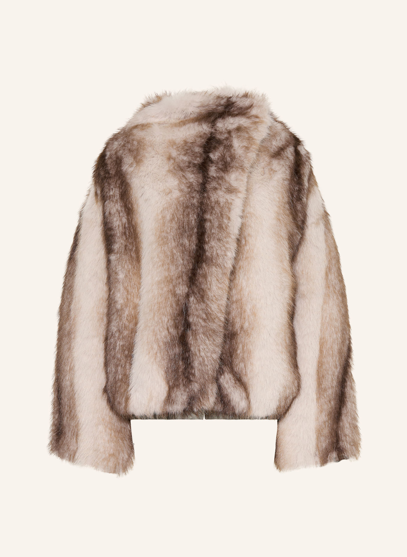 The Frankie Shop SENNA Reversible Faux Fur Jacket: CREAM / DARK BROWN / OLIVE