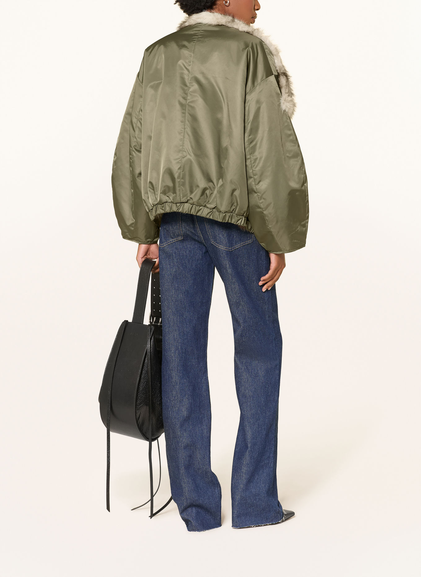 The Frankie Shop SENNA Reversible Faux Fur Jacket: CREAM / DARK BROWN / OLIVE