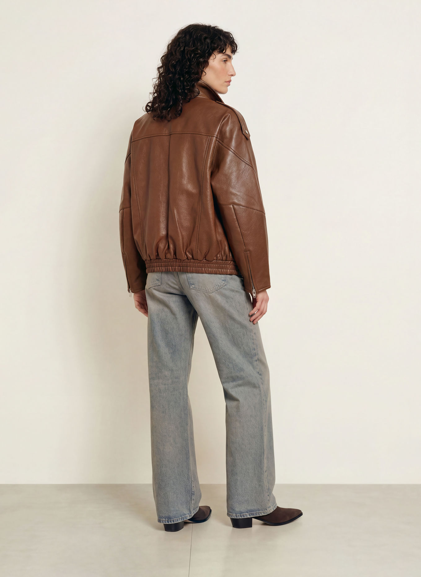 The Frankie Shop Blouson HUDSON in Lederoptik: BRAUN