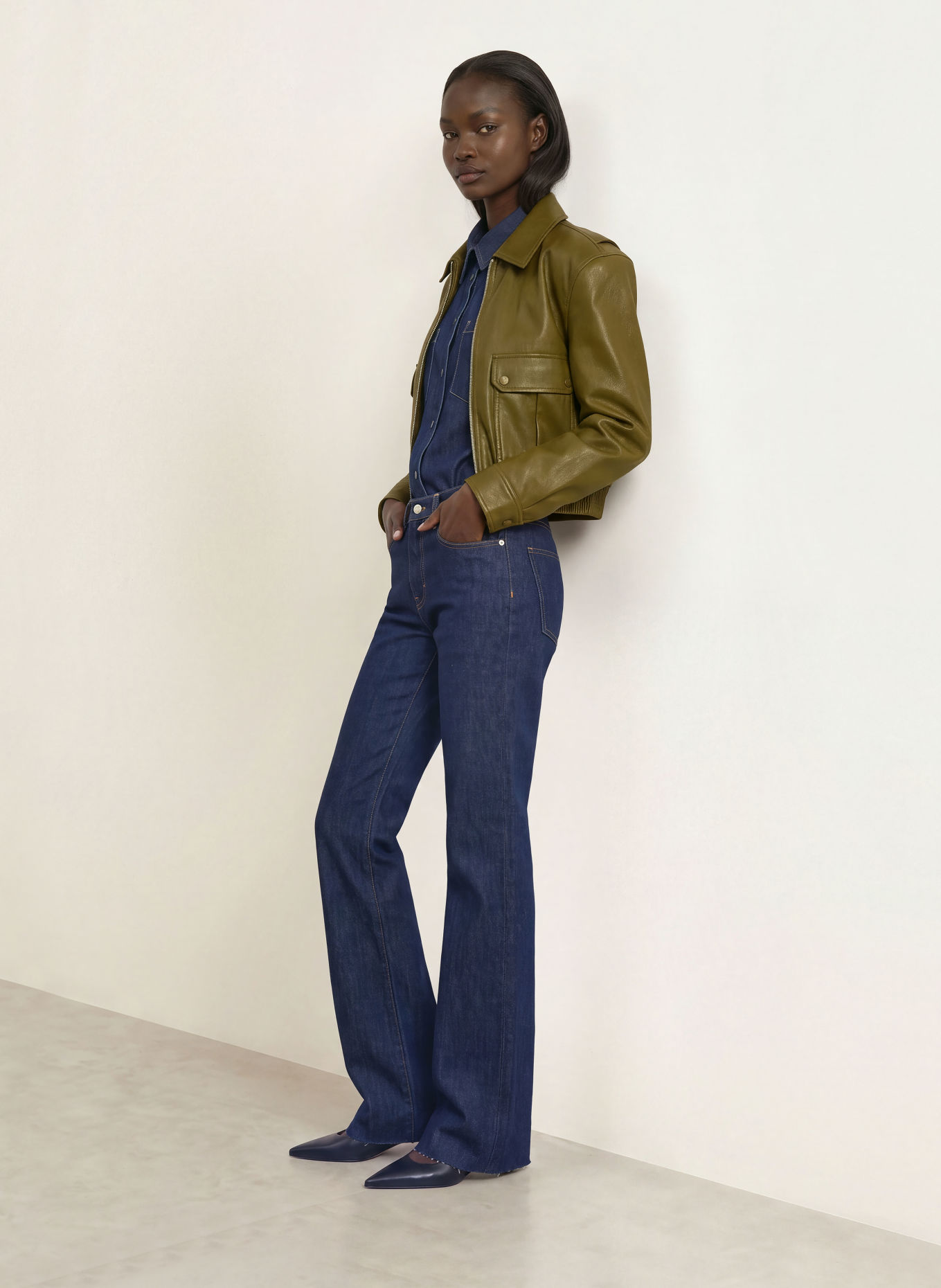 The Frankie Shop Blouson VAL in Lederoptik: KHAKI
