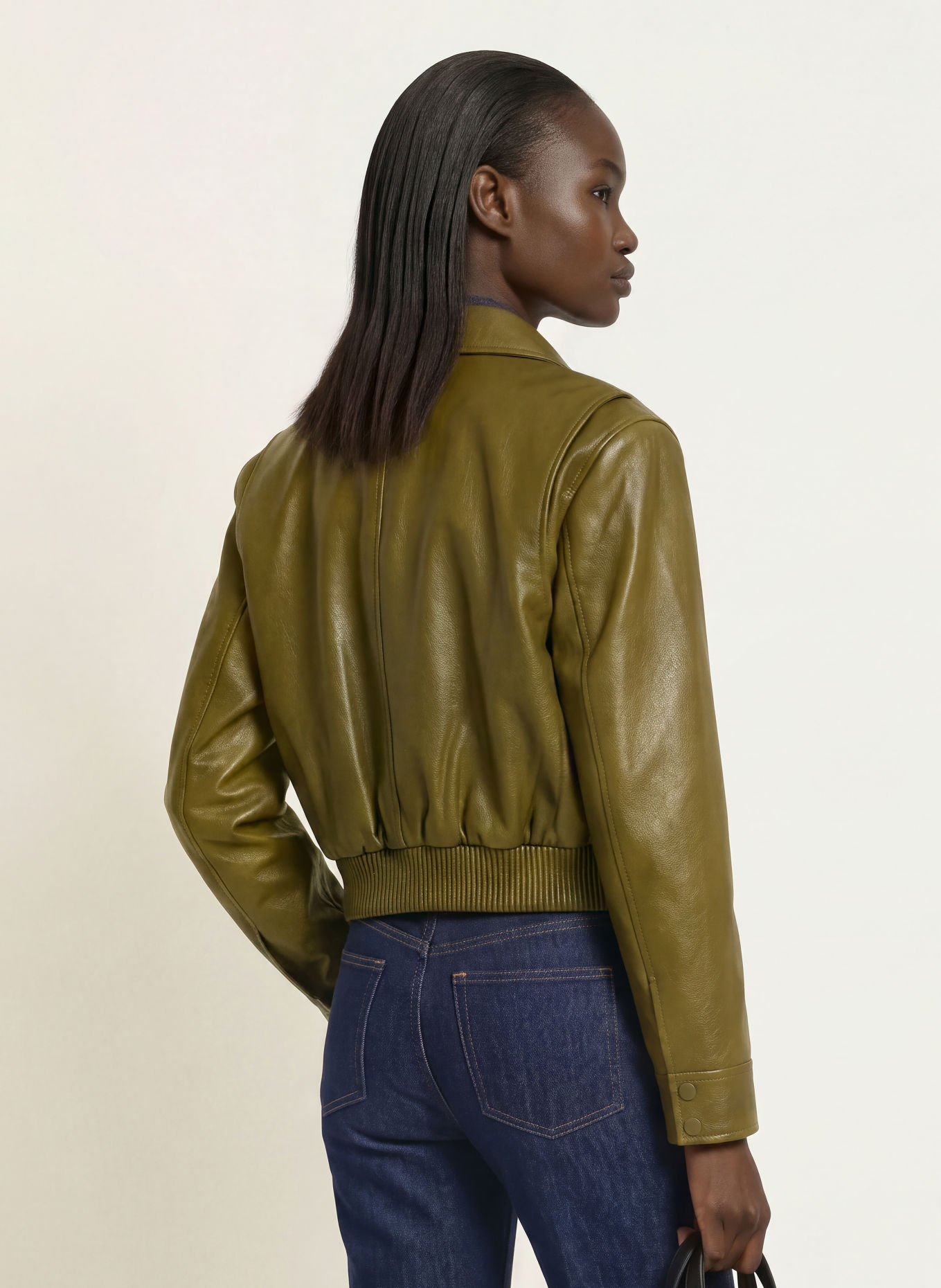 The Frankie Shop Blouson VAL in Lederoptik: KHAKI