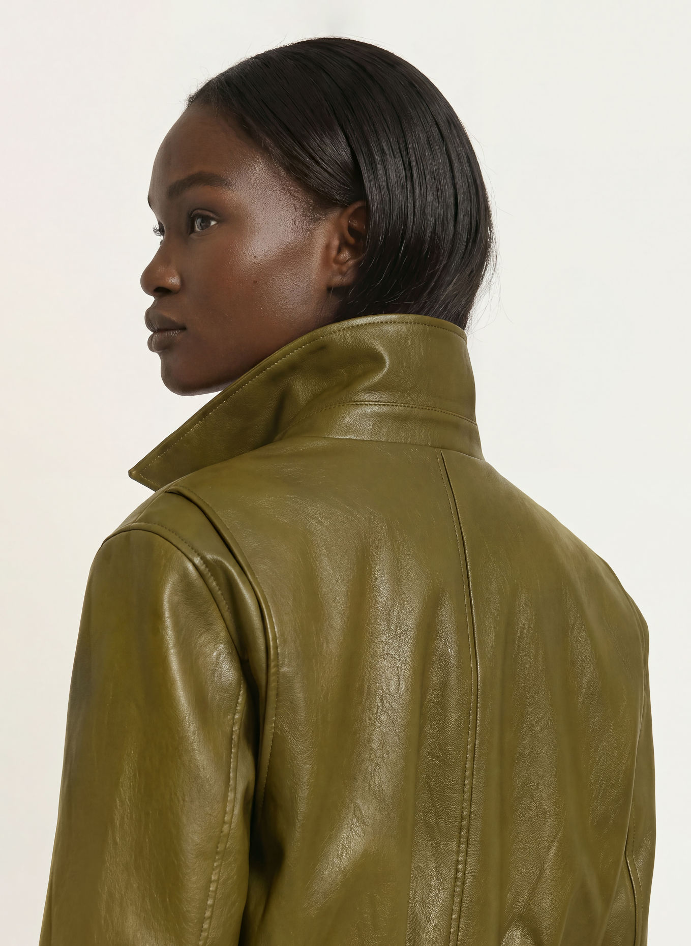 The Frankie Shop Blouson VAL in Lederoptik: KHAKI