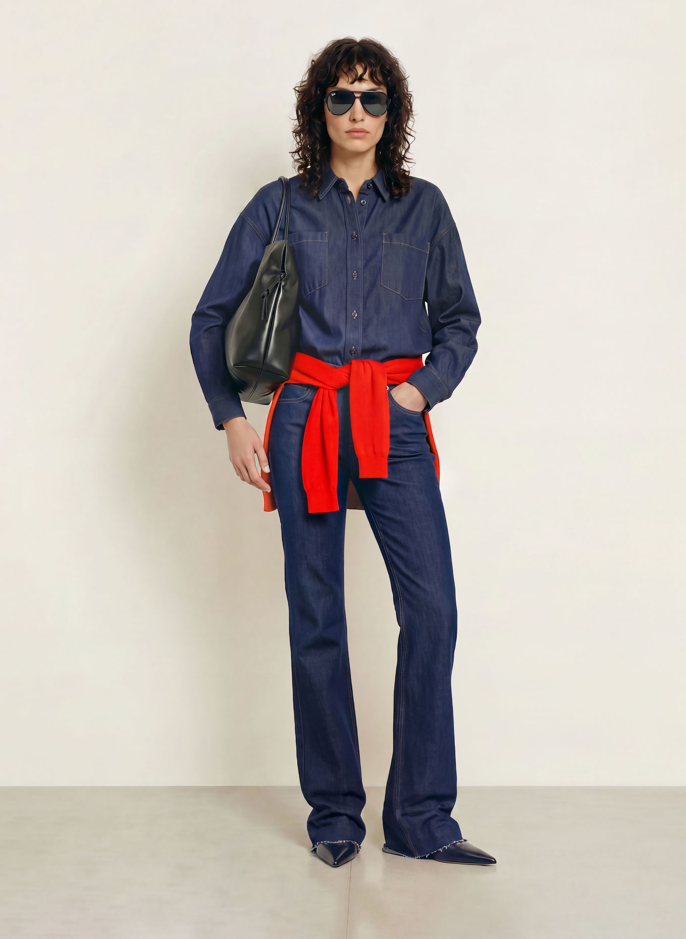 The Frankie Shop Denimblouse DEIRA: DONKERBLAUW