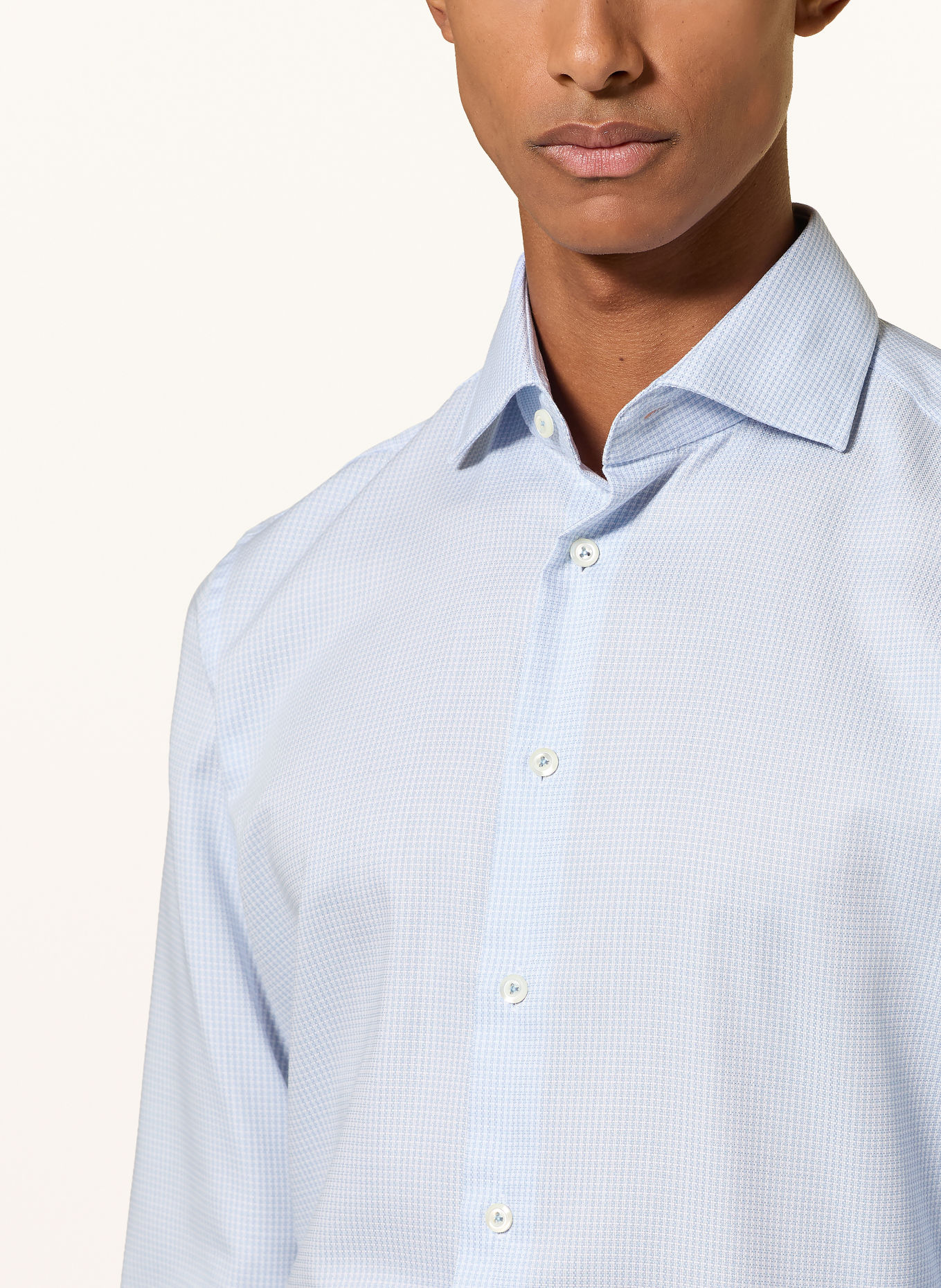 van Laack Overhemd VL-RIVARA-TFN Tailor Fit: LICHTBLAUW / WIT